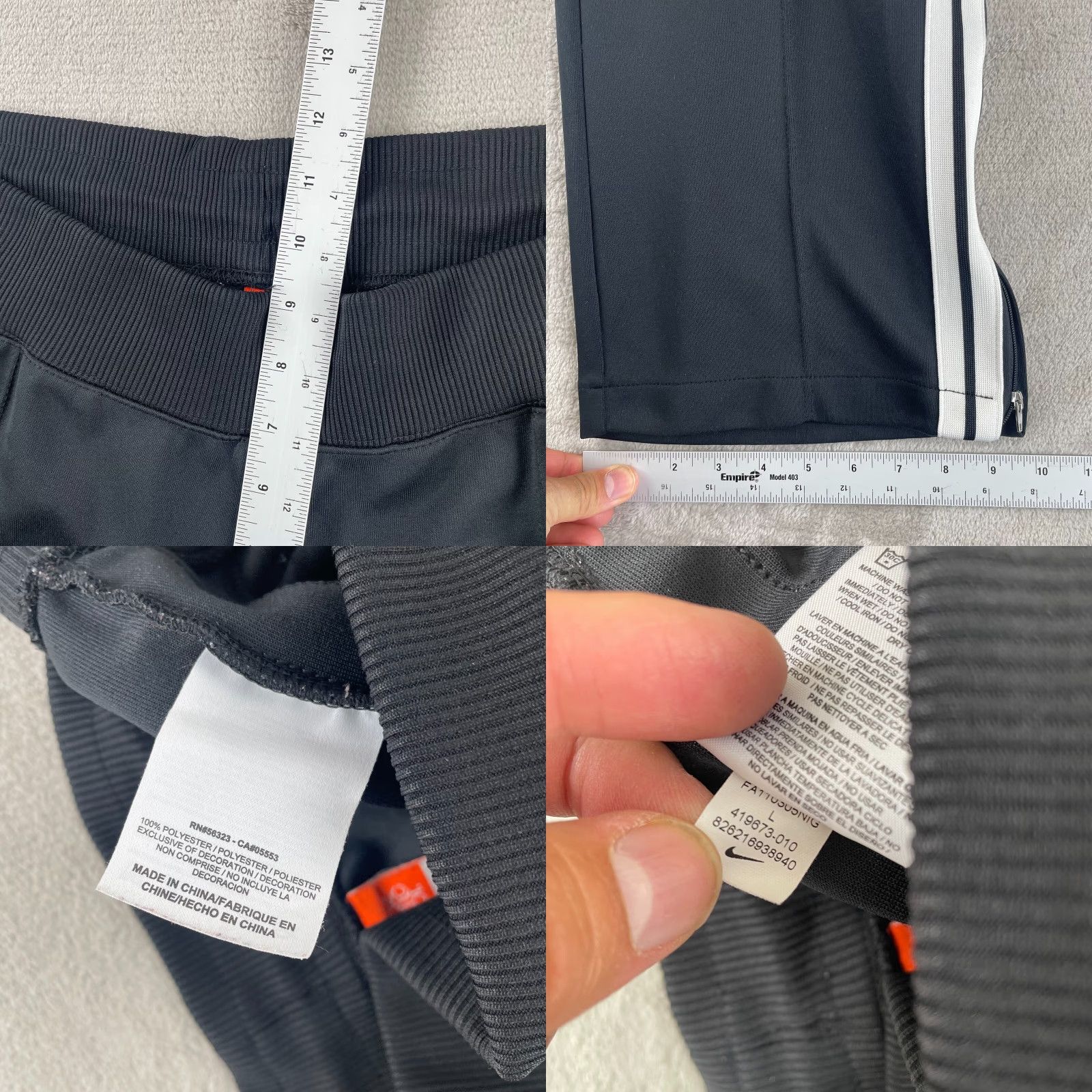 Nike NIKE Striker Warm Up Pants Women L Black Striped Ankle Zip Activewear Size 36" / US 14 / IT 50 - 9 Thumbnail