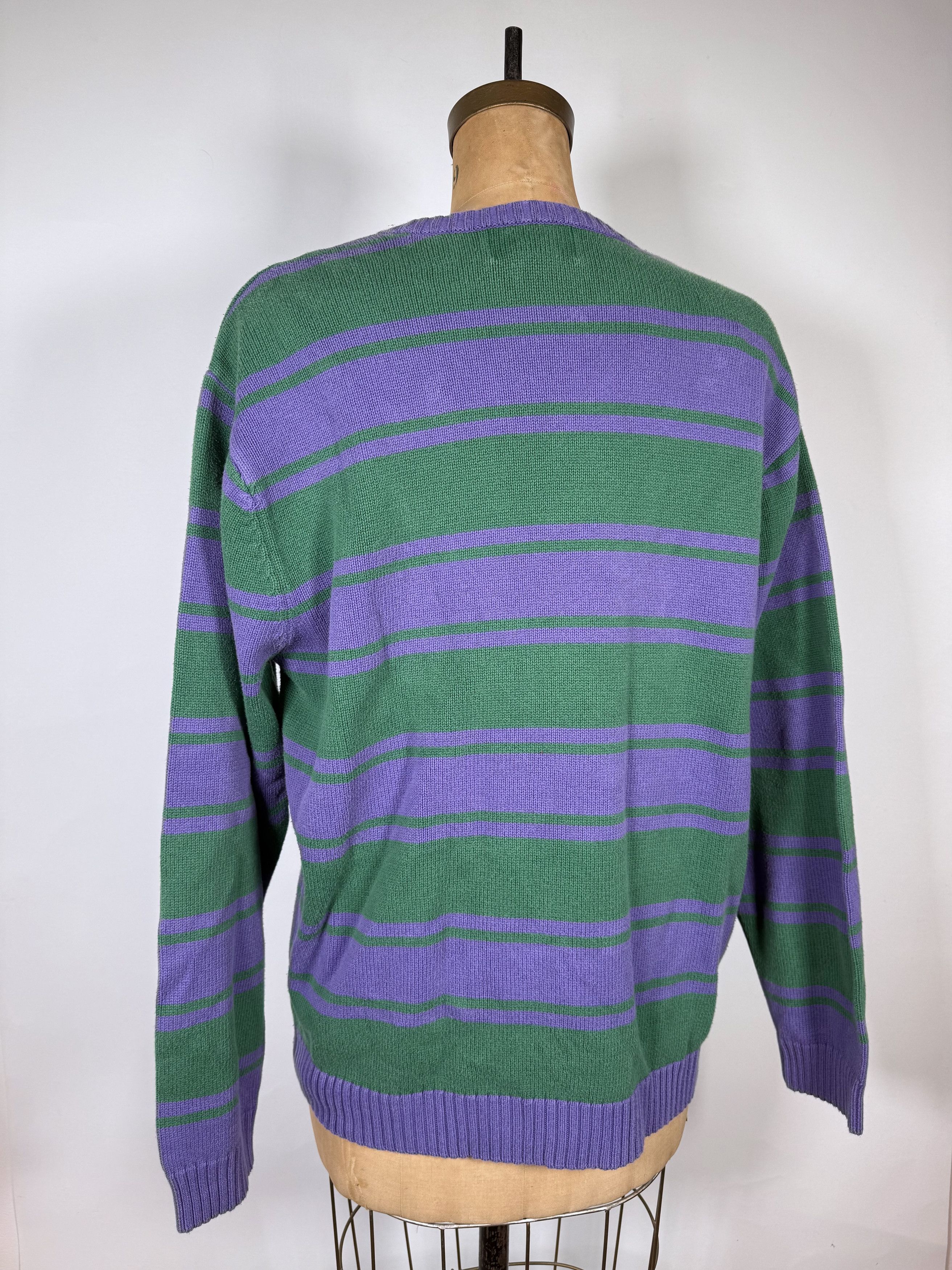 Chaps Vintage Chaps Green Purple Stripped Sweater Size US L / EU 52-54 / 3 - 2 Thumbnail