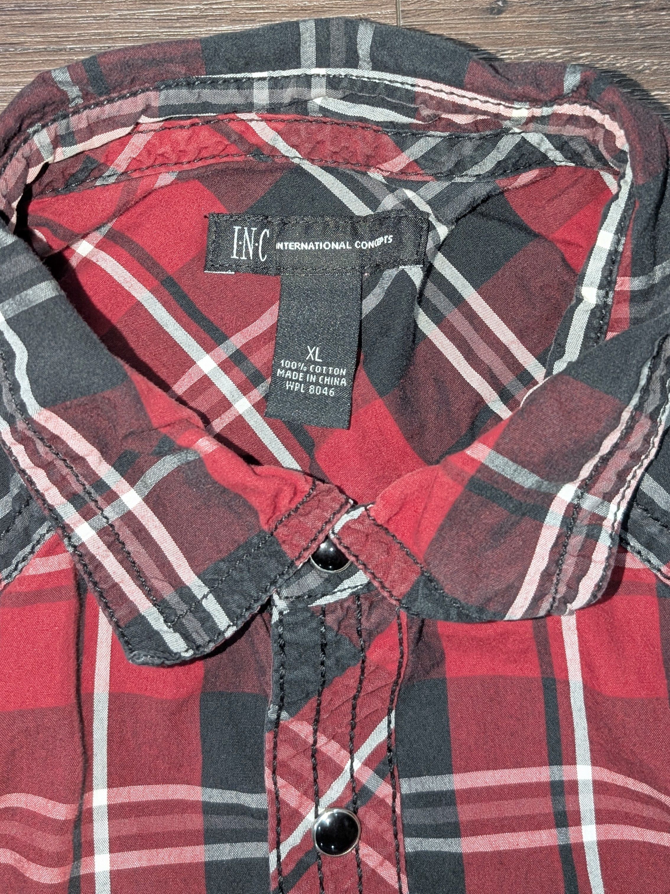 I.N.C INC plaid Western pearl button up shirt - SIZE XL Size US XL / EU 56 / 4 - 3 Thumbnail