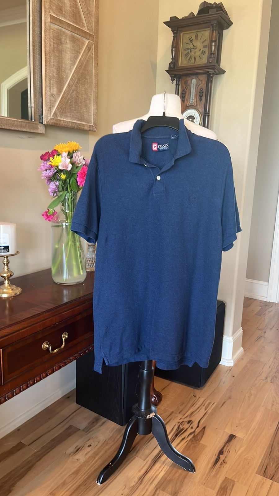 Chaps Chaps Navy Blue Solid Short Sleeve Polo Size US M / EU 48-50 / 2 - 3 Thumbnail