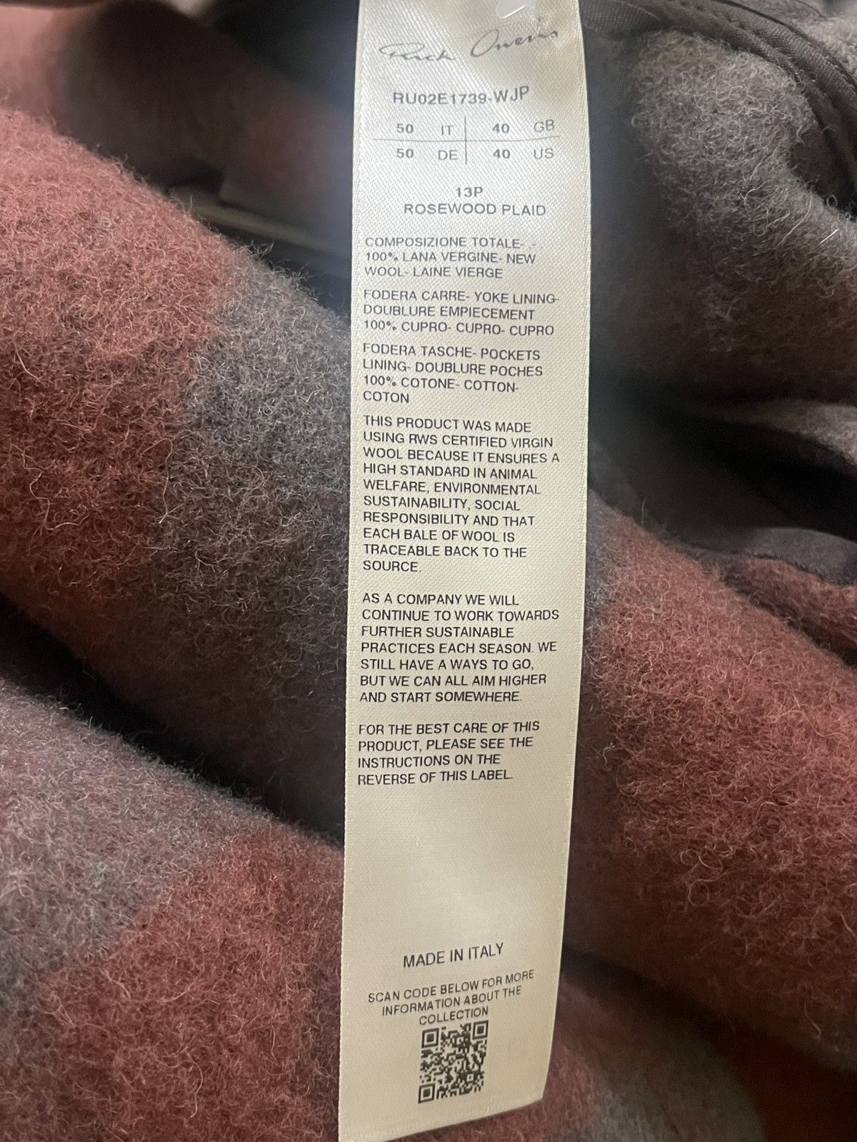 Rick Owens Rick Owens Oversized Outershirt Rosewood Plaid Sz 50 Size US M / EU 48-50 / 2 - 11 Thumbnail