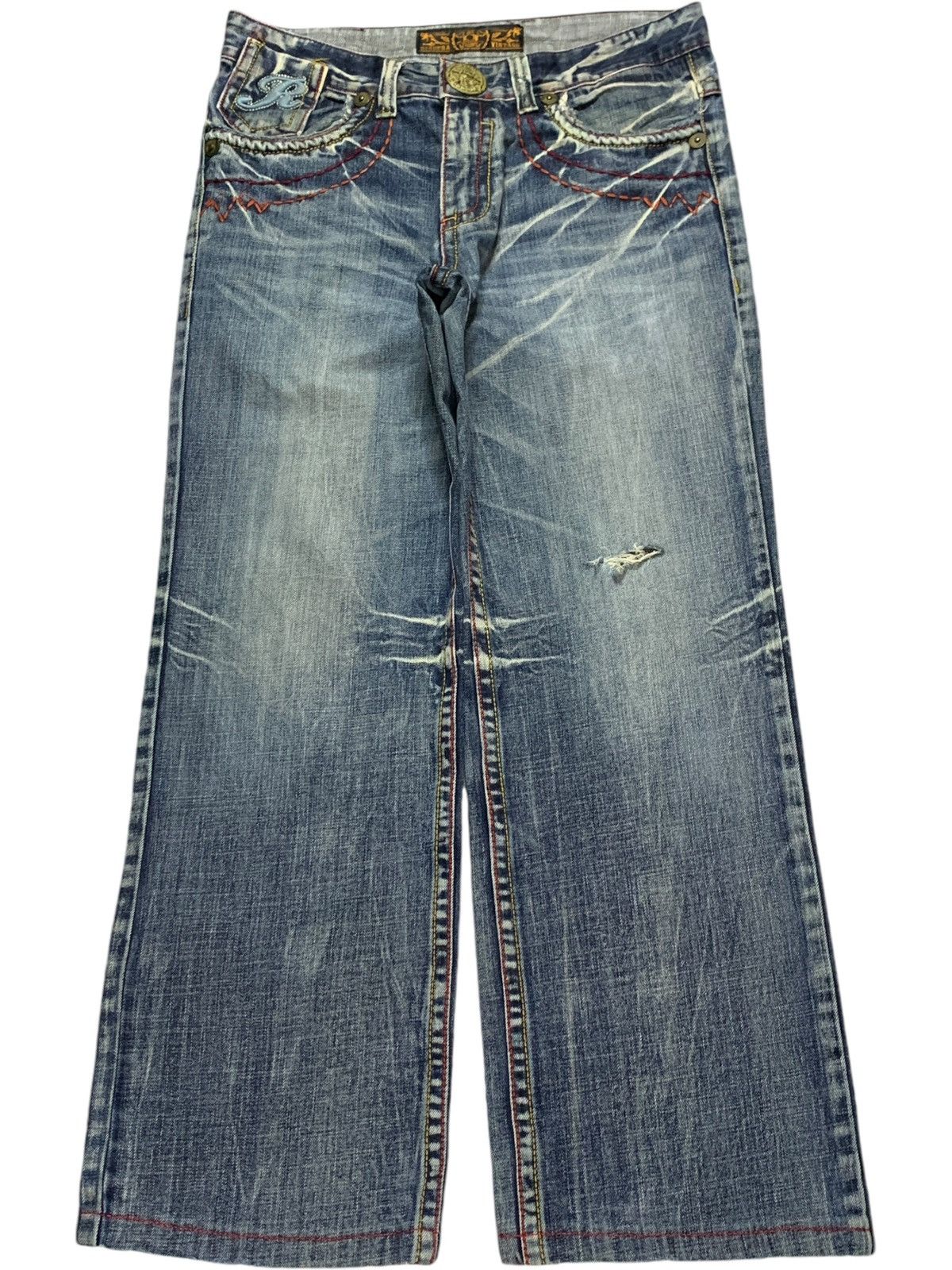JNCO × Japanese Brand Vintage Japanese Brand Bleached Distressed Baggy Jeans Size 33" - 1 Thumbnail