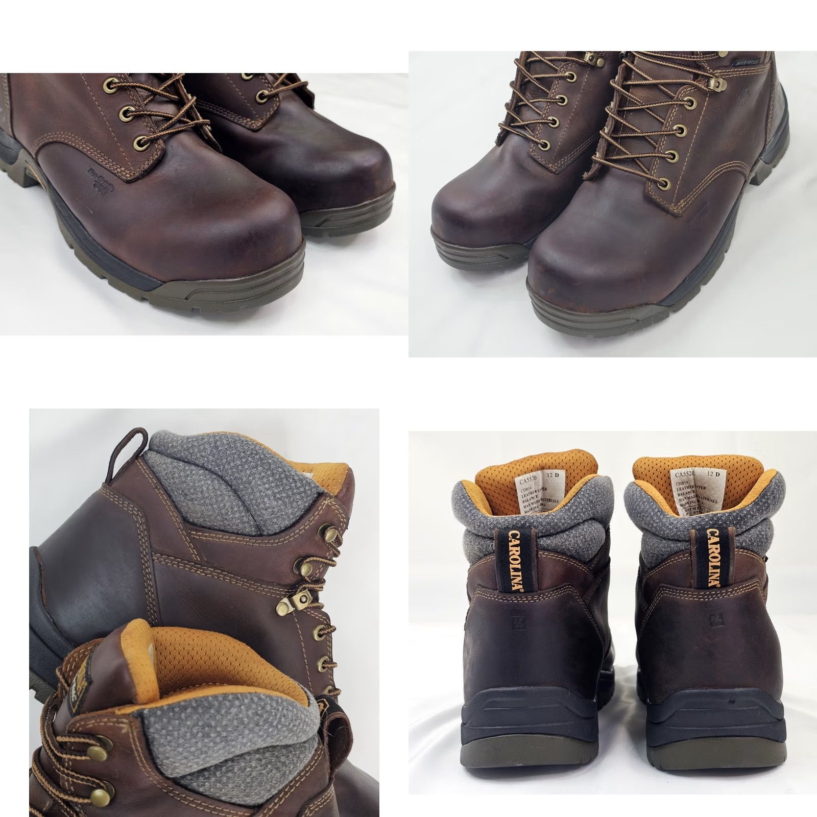 Vintage Carolina Brown Leather Waterproof Composite Toe Work Boots Men 12D Safety ASTM Shoes Size US 12 / EU 45 - 8 Thumbnail
