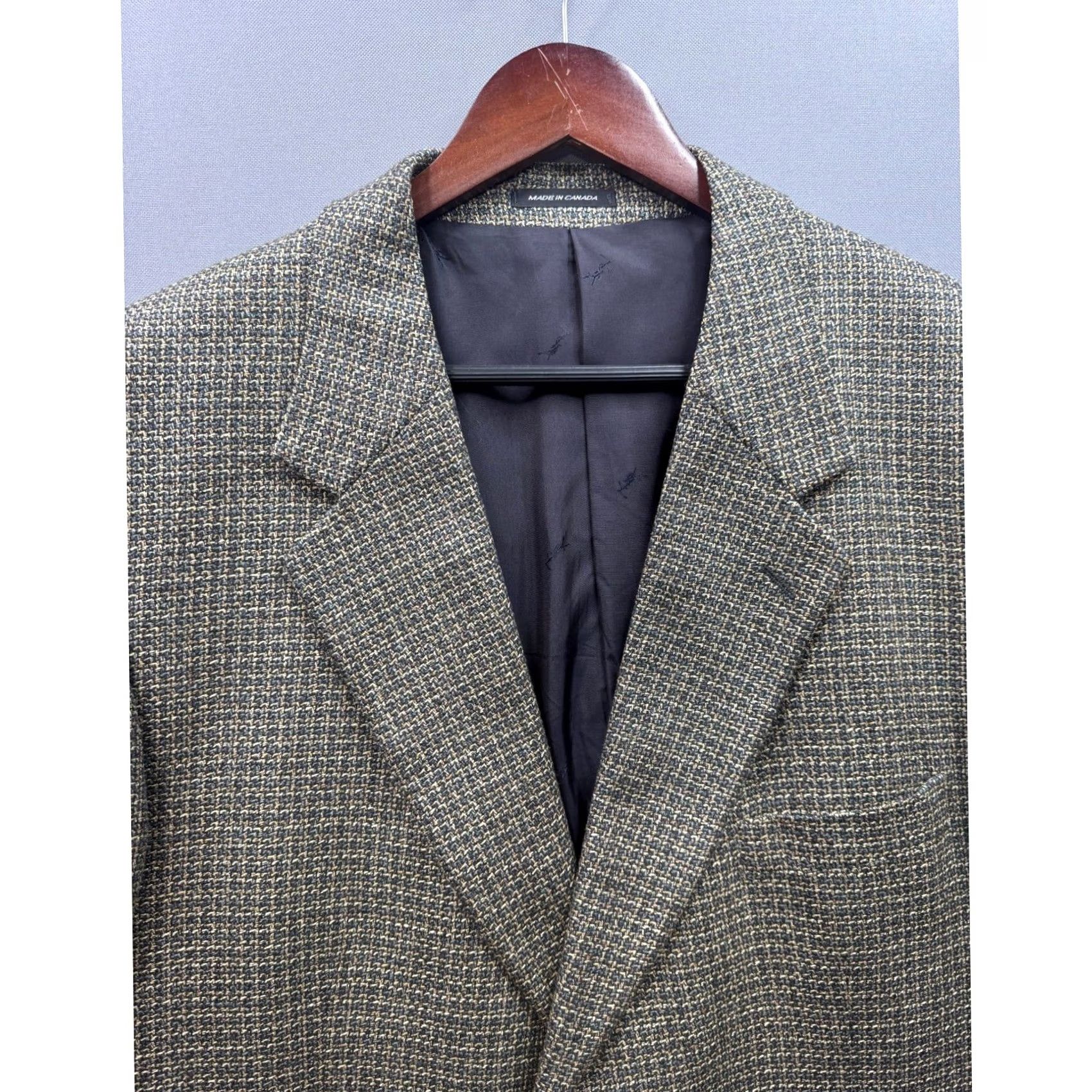 Yves Saint Laurent VINTAGE Yves Saint Laurent Blazer Men Wool Silk Blend Tweed Geometric Notch Lapel Notch Single-Breasted Two-Button 43 Chest Regular Fit Brown Size 42R - 2 Thumbnail