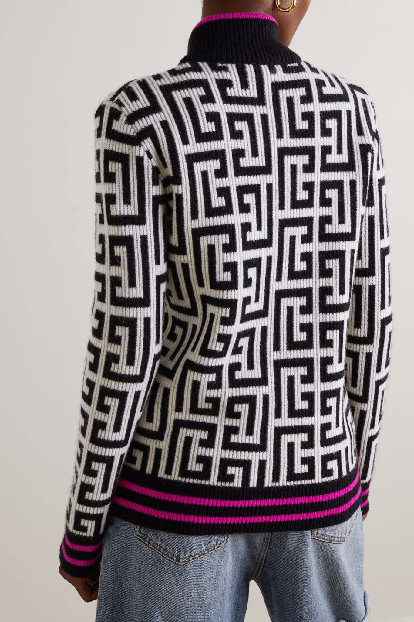 Balmain o1y0625 Cardigan in Black/White Size L / US 10 / IT 46 - 3 Thumbnail