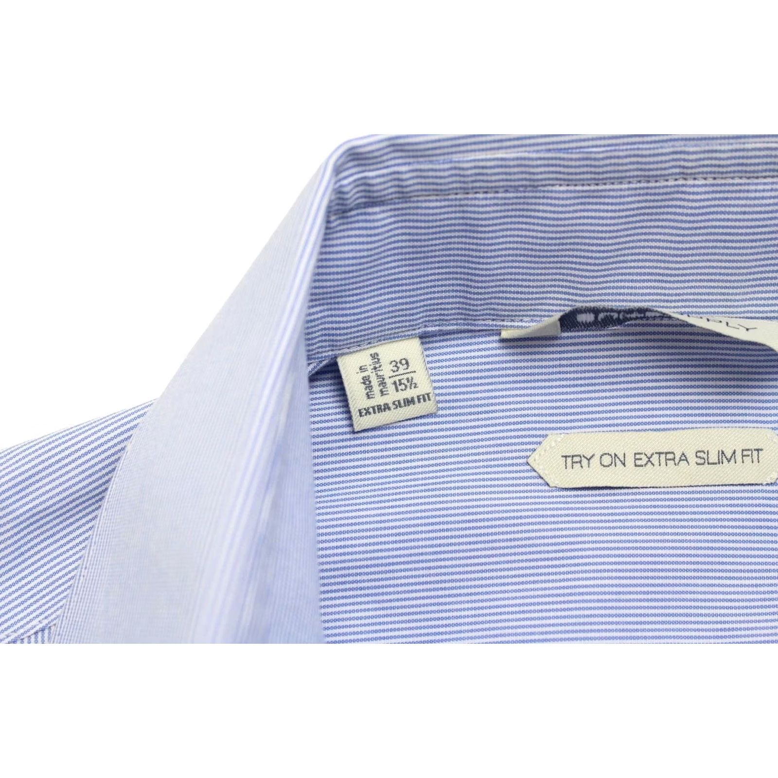 Suitsupply Suitsupply Dress Shirt Men Pinstripe Button-Up Extra Slim Fit 39 / 15 1/2 Blue Slim Formal Shirt Size 40R - 7 Thumbnail