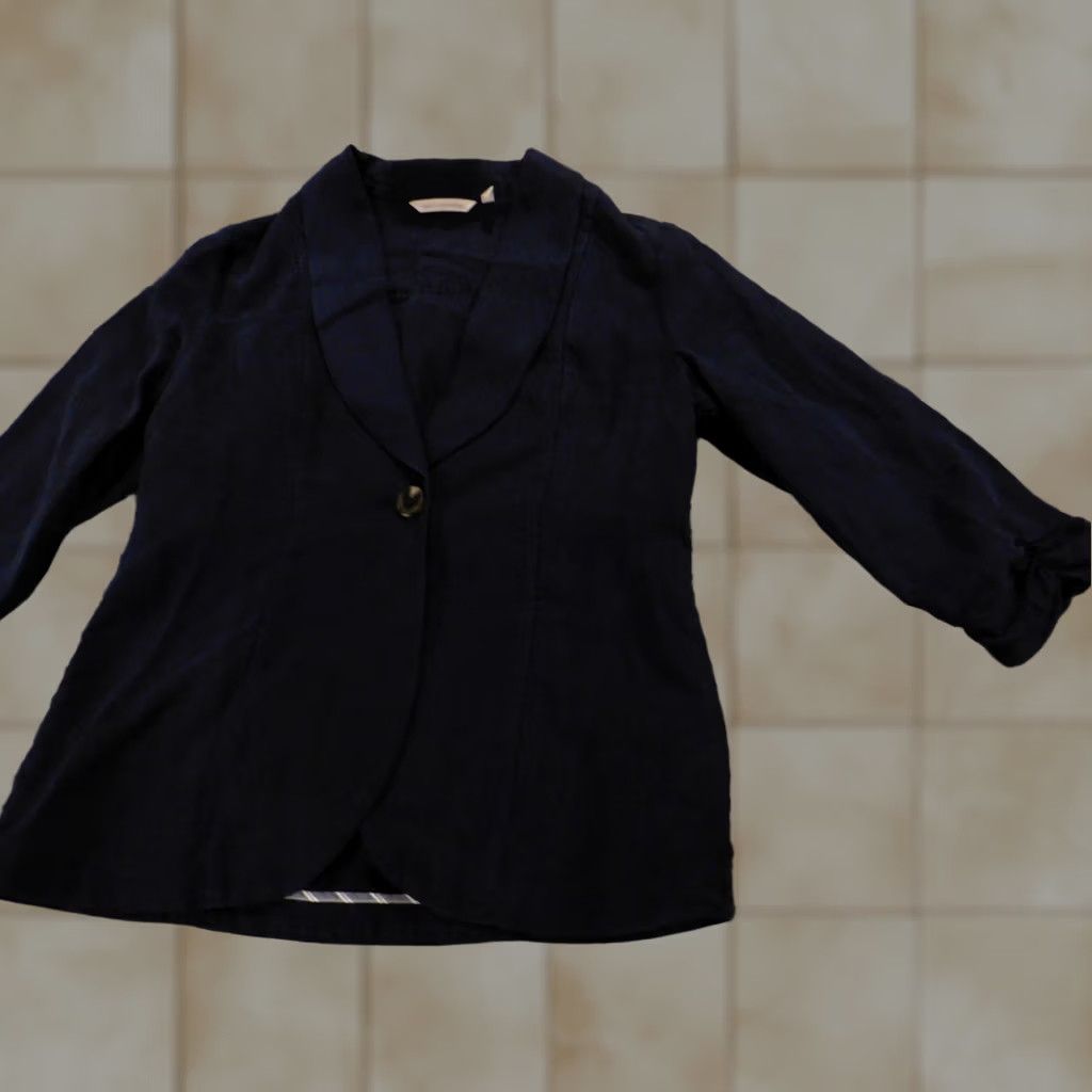 Soft Surroundings Soft Surroundings Jacket Womens Blue Small Button Linen Blazer Knit Fabric Casual Fall Winter Regular Size S Clothing Adults Womens Size S / US 4 / IT 40 - 1 Thumbnail