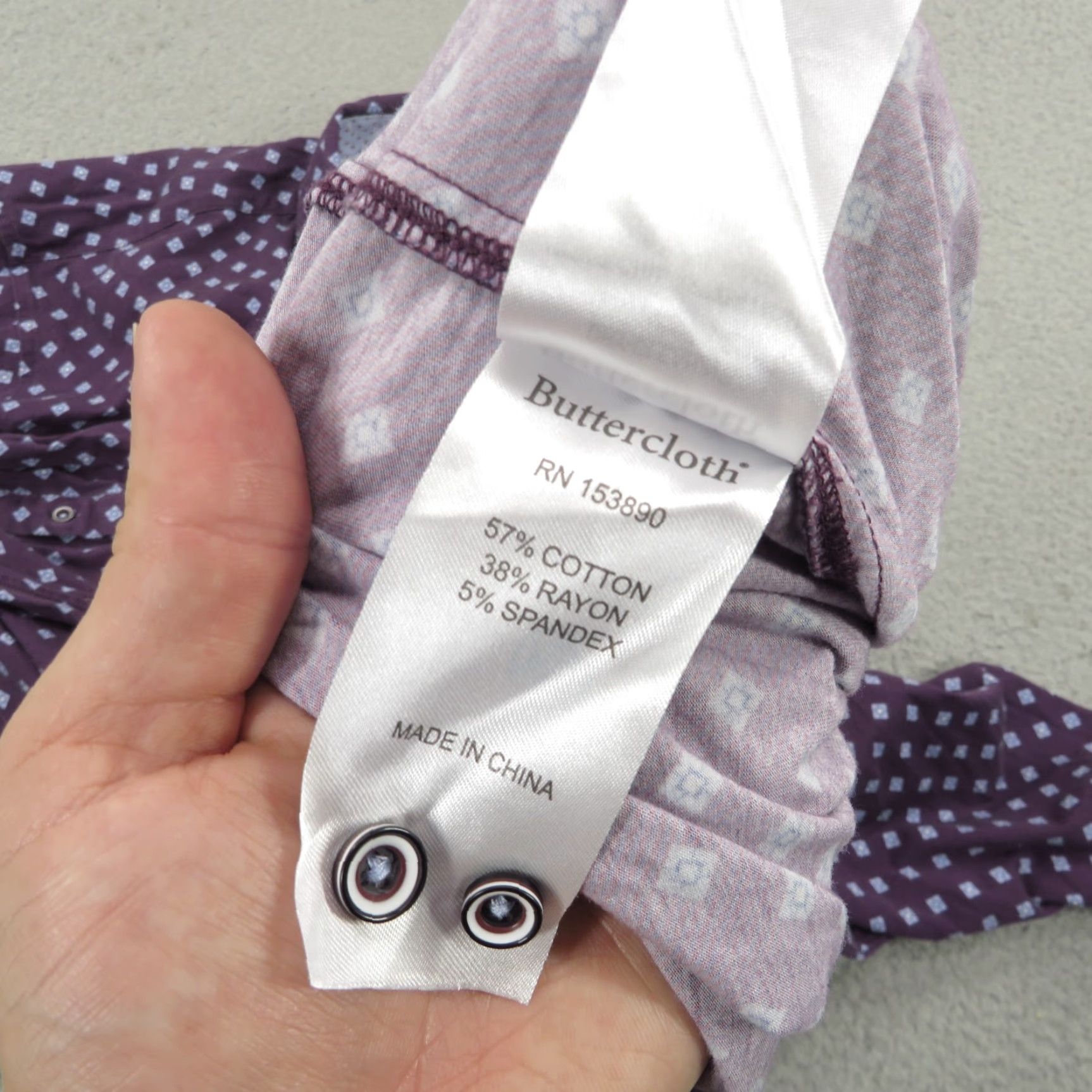 Vintage Buttercloth Shirt Mens 3XL Purple Cotton Performance Cooling Button-Up Classic Modern Geometric Pocket? (No pocket specified) Size US XXL / EU 58 / 5 - 5 Thumbnail