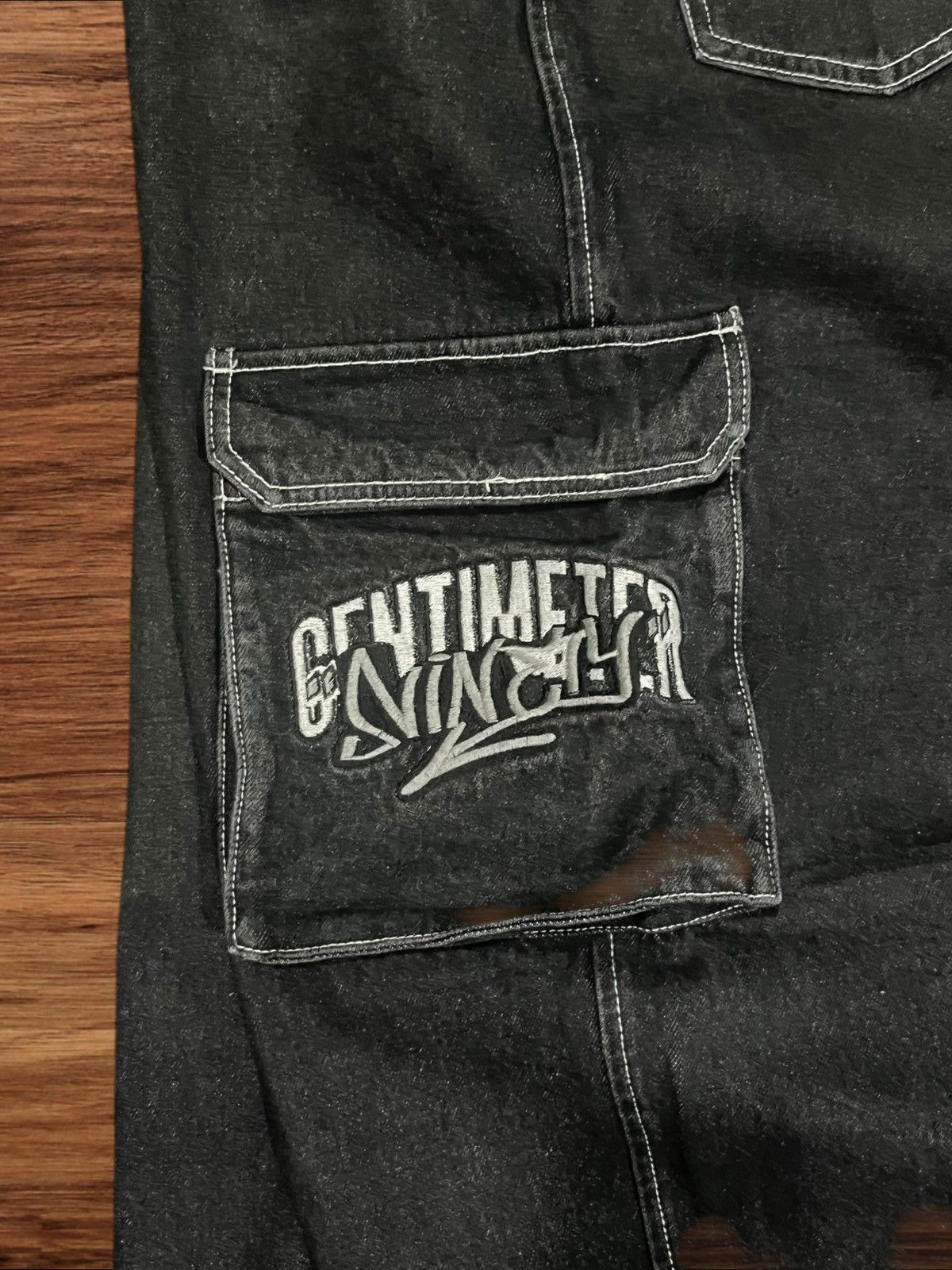 Hypebeast ⚡️High Waist⚡️Y2K Hip Hop Style Embroidered Slogan Baggy Jeans Size US 32 / EU 48 - 14 Thumbnail