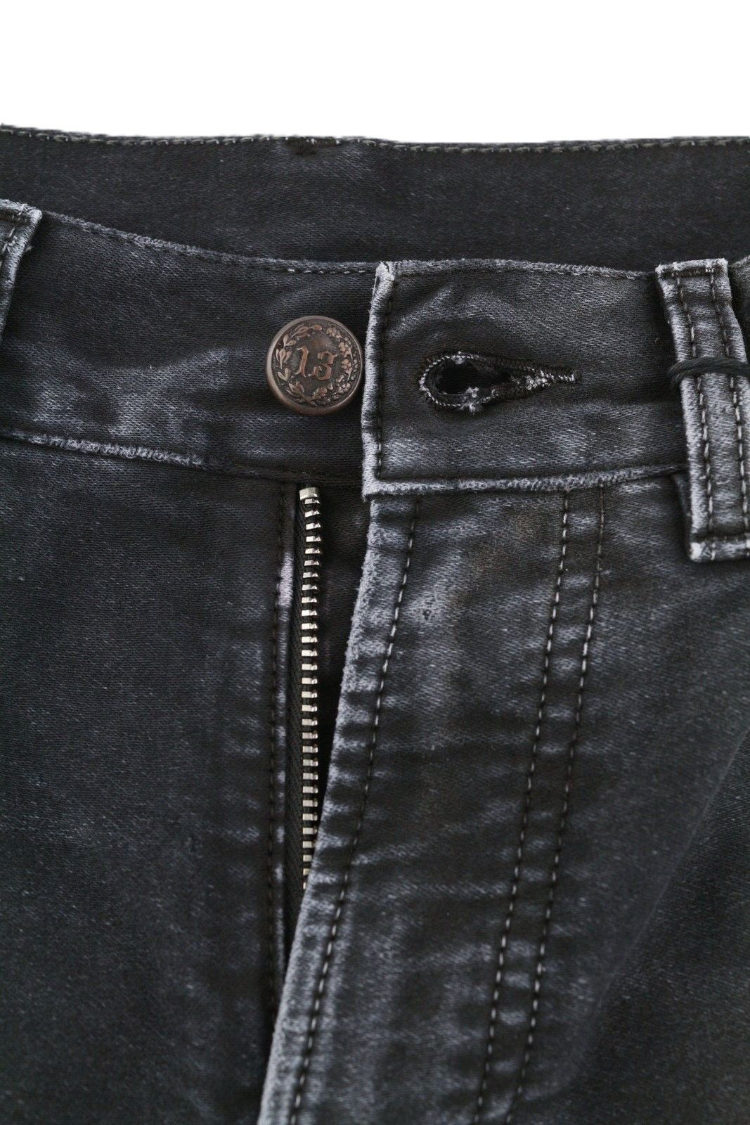 R13 X-BF 23 Black Garment Dyed Moleskin Cropped Jeans 86532 Size 23" - 12 Thumbnail