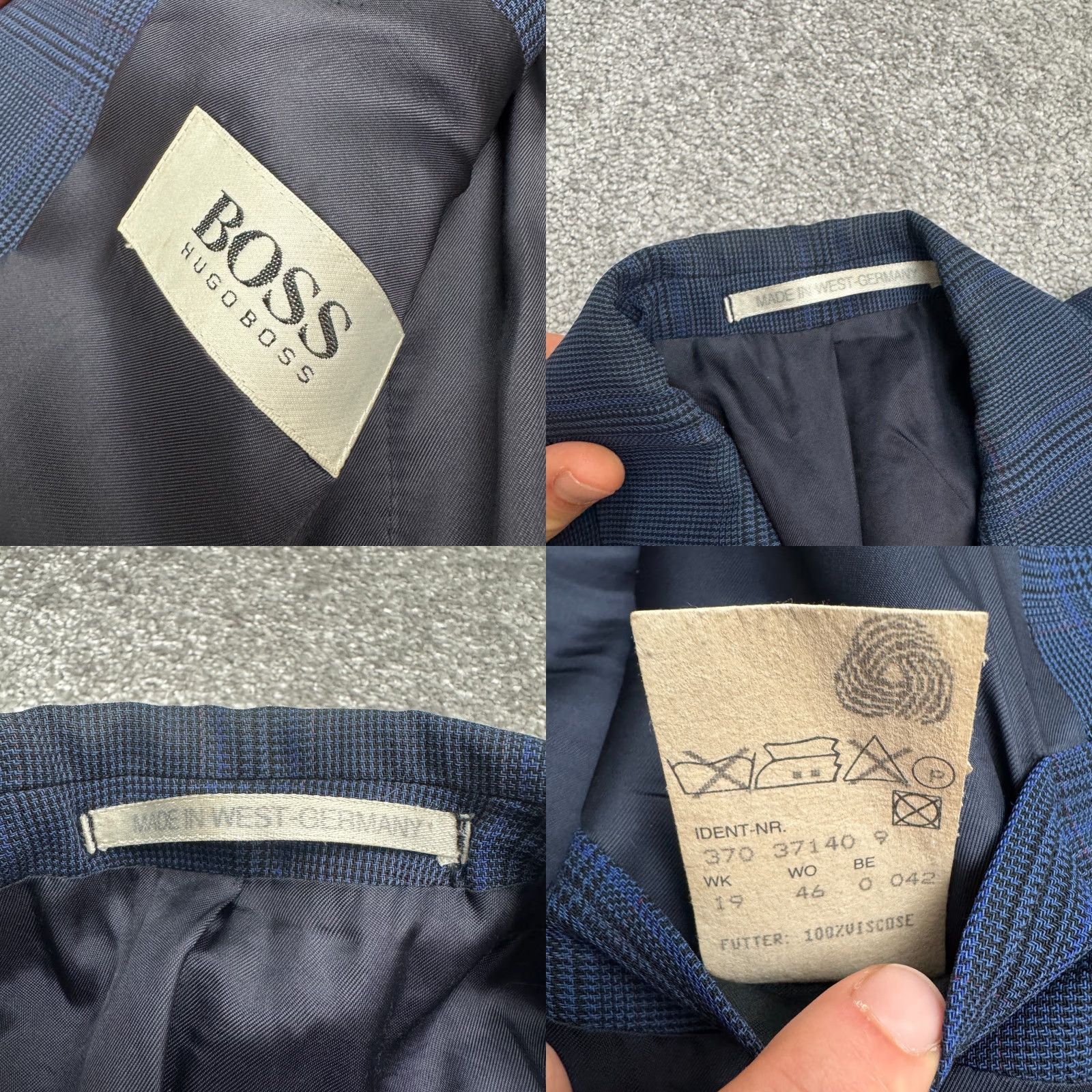 Hugo Boss VINTAGE 80s Hugo Boss Corleone Wool Blazer Mens 38S Blue Plaid Size 38R - 8 Thumbnail