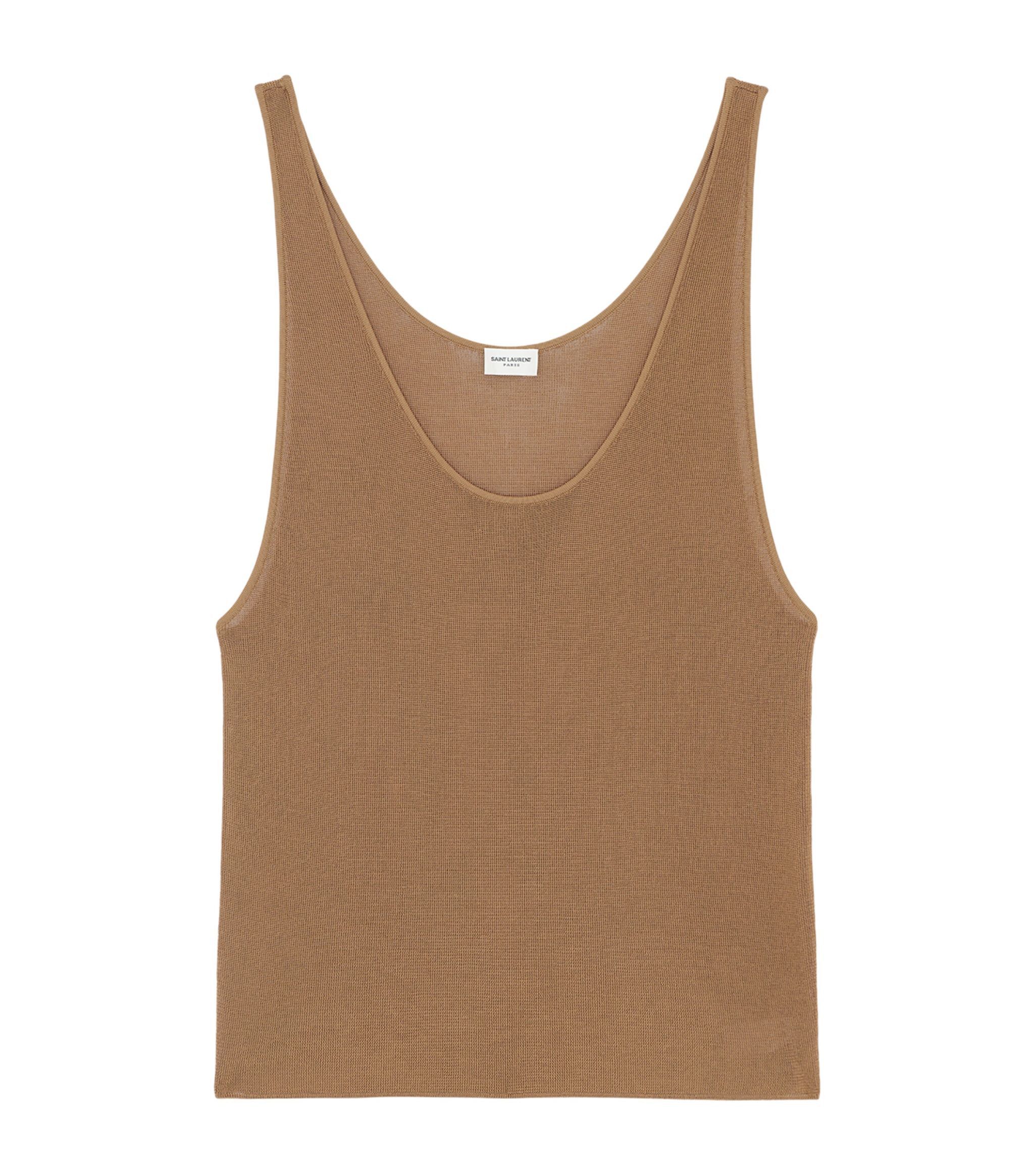 Saint Laurent Paris o1s1wg111024 Ribbed Tank Top in Brown Size M / US 6-8 / IT 42-44 - 1 Thumbnail