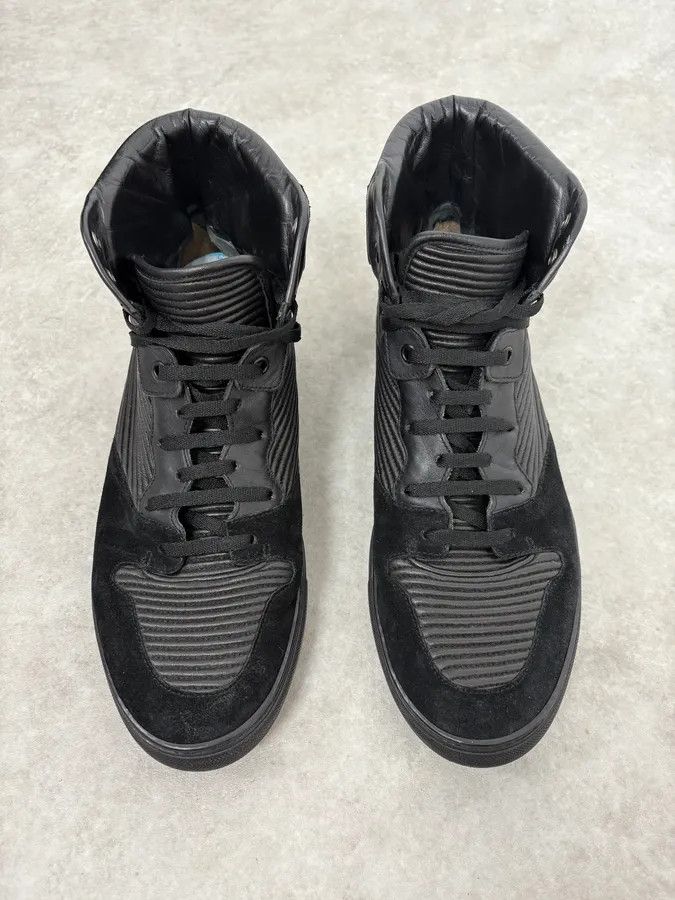 Balenciaga 2010s Balenciaga City Black Plissed Leather High Sneakers Size US 10.5 / EU 43-44 - 2 Thumbnail
