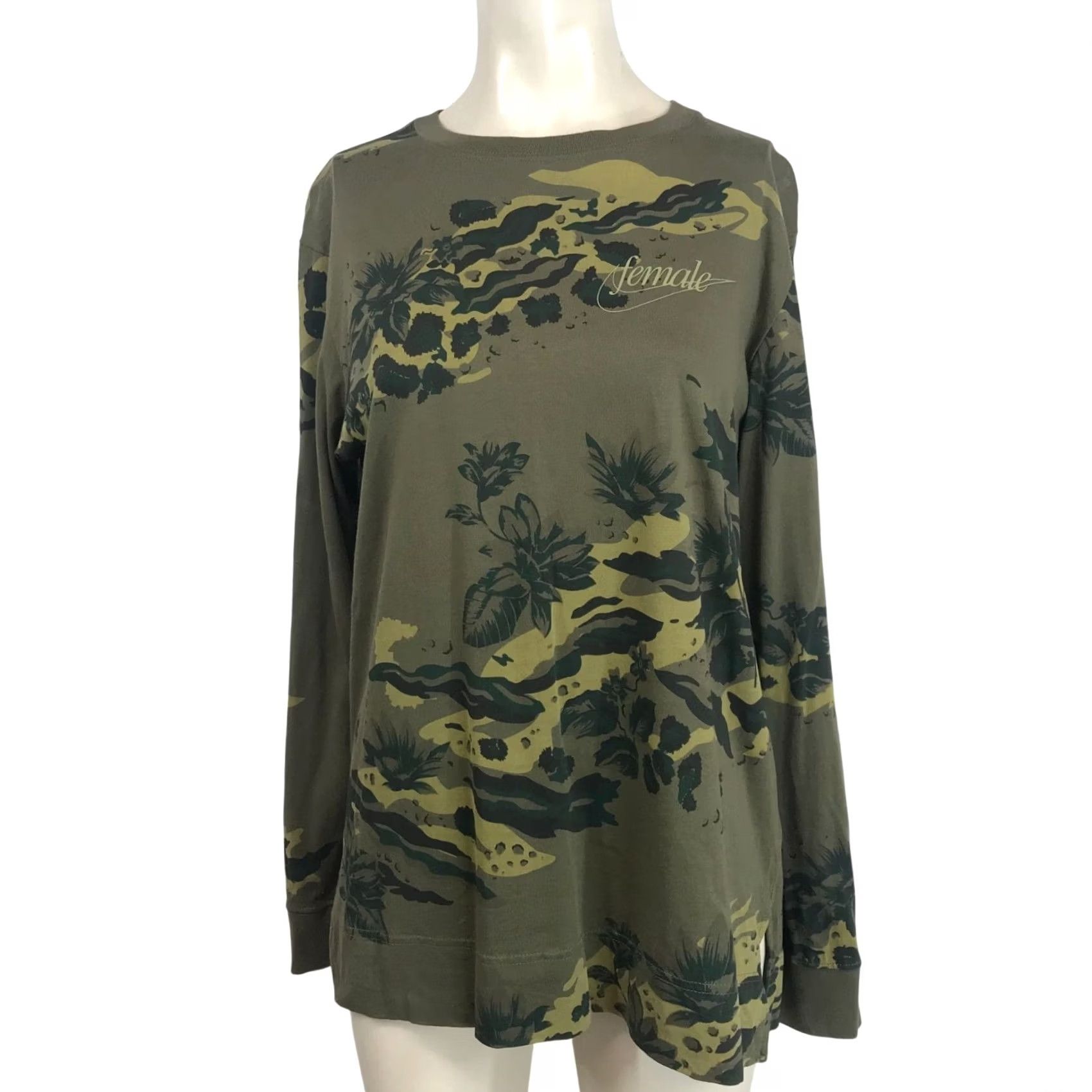 Nike NIKE WOMEN'S M MEDIUM GREEN FLORAL CREW NECK LONG SLEEVE SHIRT Size M / US 6-8 / IT 42-44 - 2 Thumbnail
