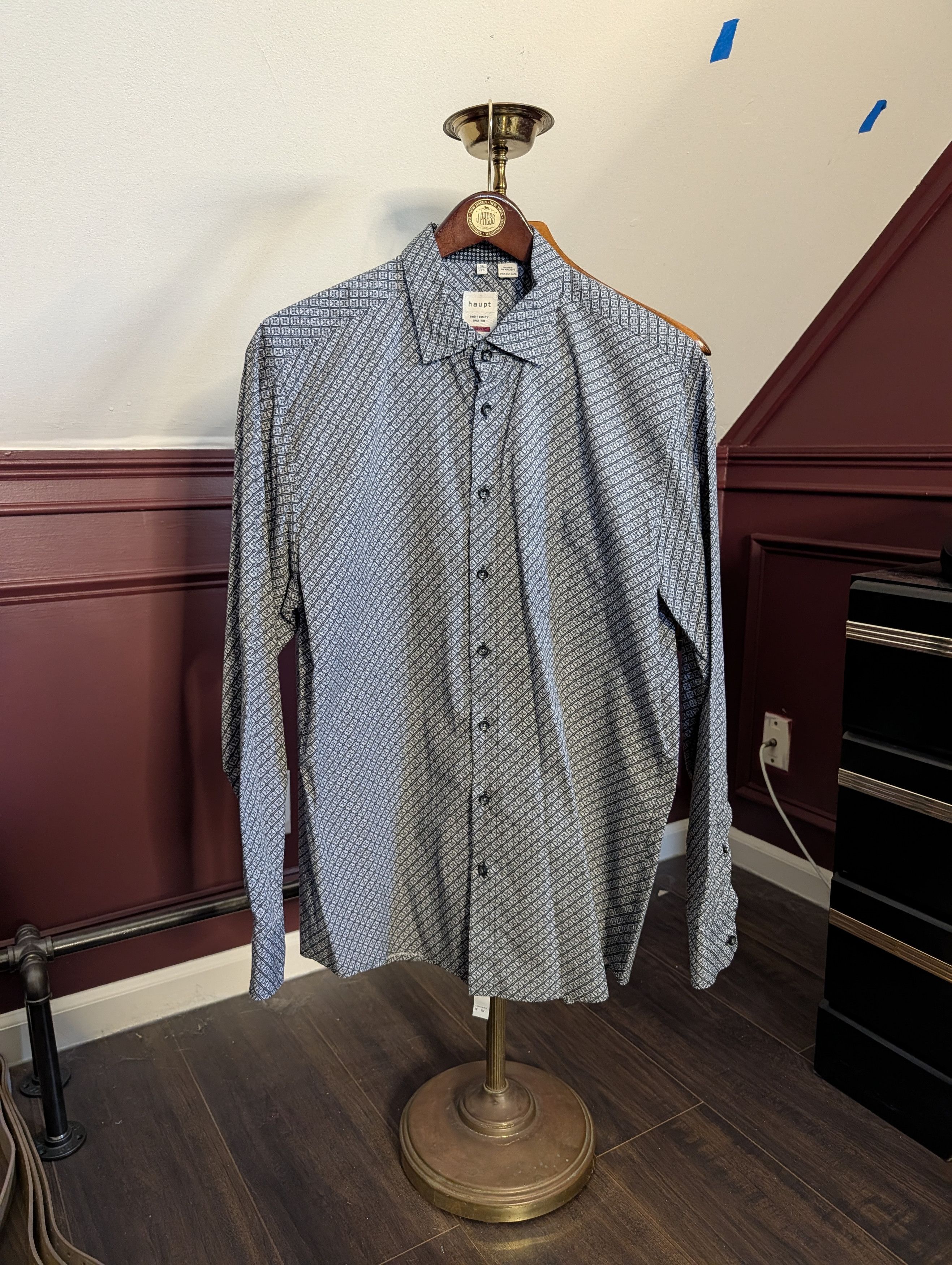 Haupt Gray/blue psychedelic patterned cotton dress shirt XL Size US XL / EU 56 / 4 - 1 Thumbnail