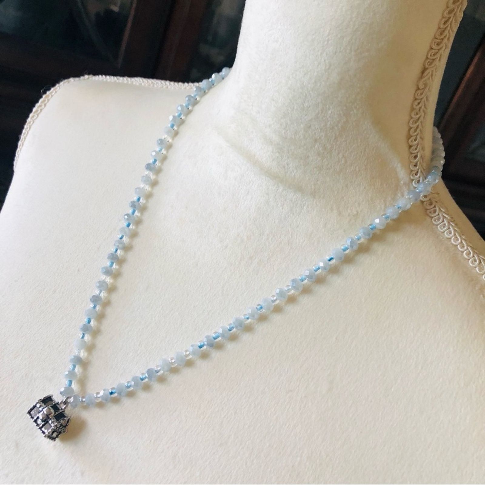 Jewelry Faceted opal glass crystal bead treasure chest necklac Size ONE SIZE - 8 Thumbnail