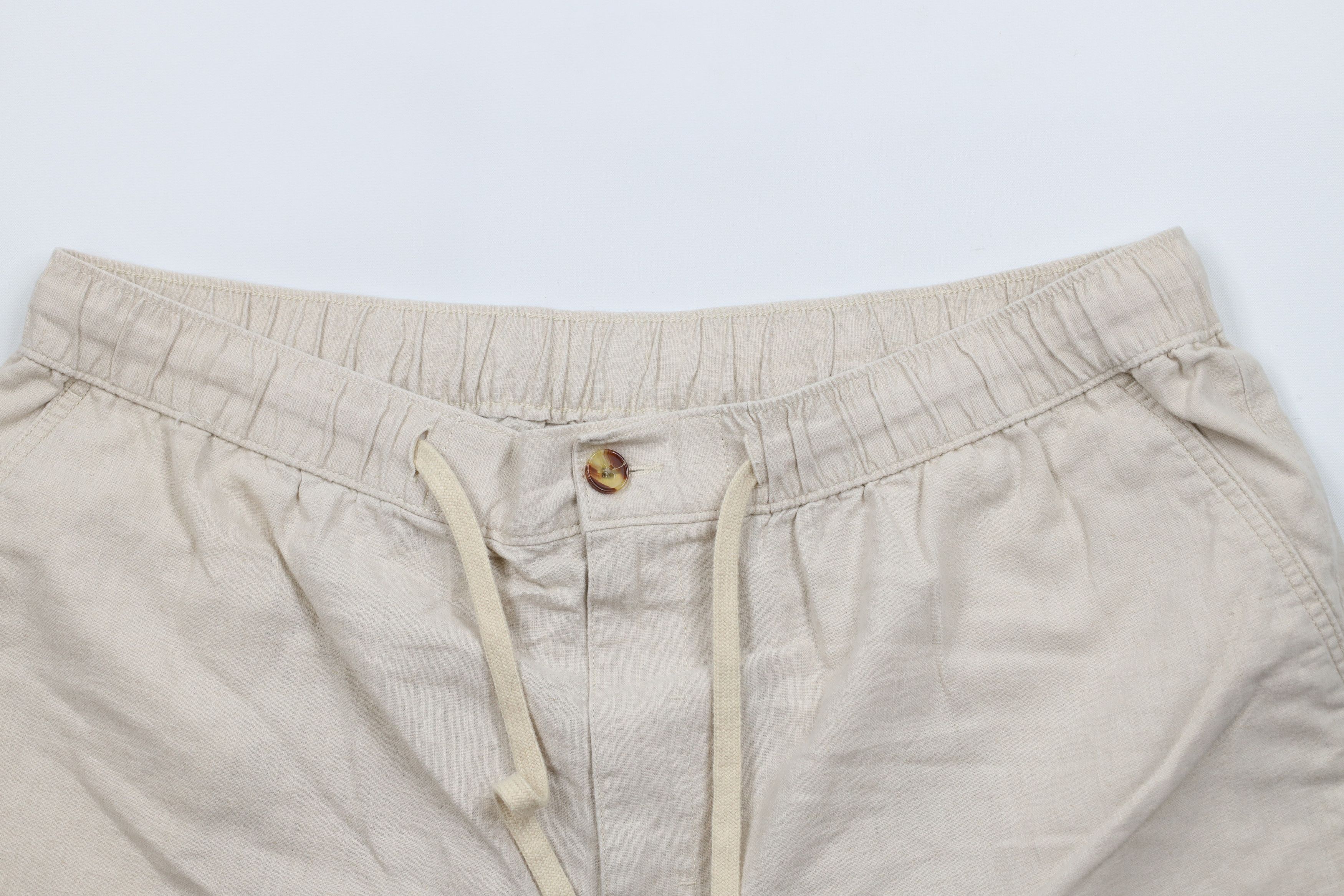 Vintage Vintage 90s Y2K Streetwear Fit Linen Blend Shorts Beige Size US 36 / EU 52 - 2 Thumbnail