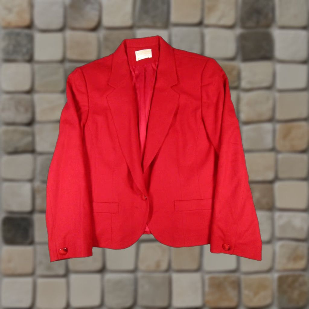 Pendleton Pendleton Womens Blazer Jacket Red Wool 16 42 Chest One-Button Sports Coat Size XXL / US 16-18 / IT 52-54 - 1 Thumbnail