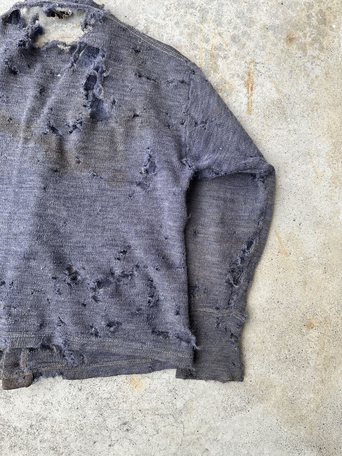 Vintage 1920s Trashed Dirty Zombified Wool Knitted Distress Cardigan Size US M / EU 48-50 / 2 - 11 Thumbnail