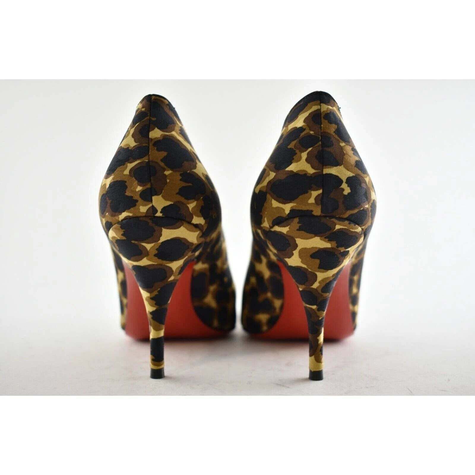 Christian Louboutin Christian Louboutin Clare 80 Soie Leopard Brown Black Silk Size US 6 / IT 36 - 7 Thumbnail