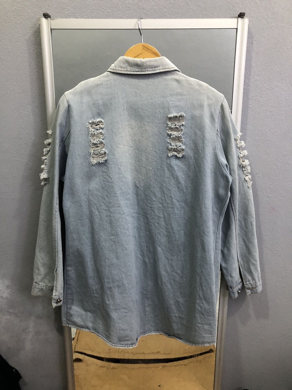 Japanese Brand Ruyi Distressed Denim Long Jacket Y2K Grunge Size M / US 6-8 / IT 42-44 - 9 Thumbnail