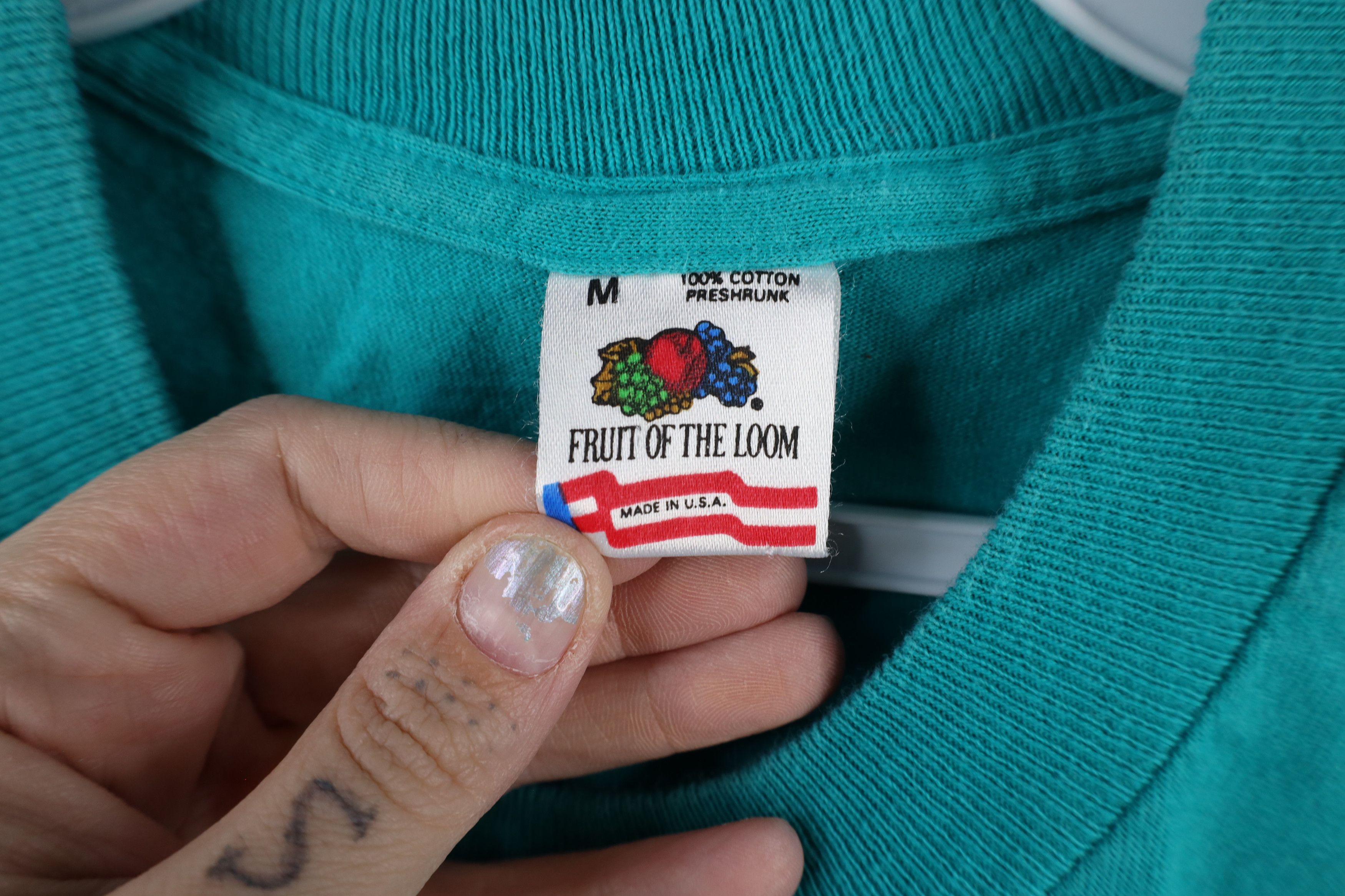 Vintage Vintage 90s Streetwear Blank Pocket T-Shirt Cotton Teal USA Size US M / EU 48-50 / 2 - 6 Thumbnail