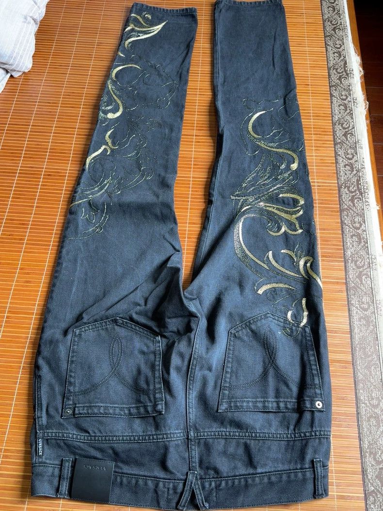 Versace Versace Gold thread embroidered jeans Size US 32 / EU 48 - 3 Thumbnail