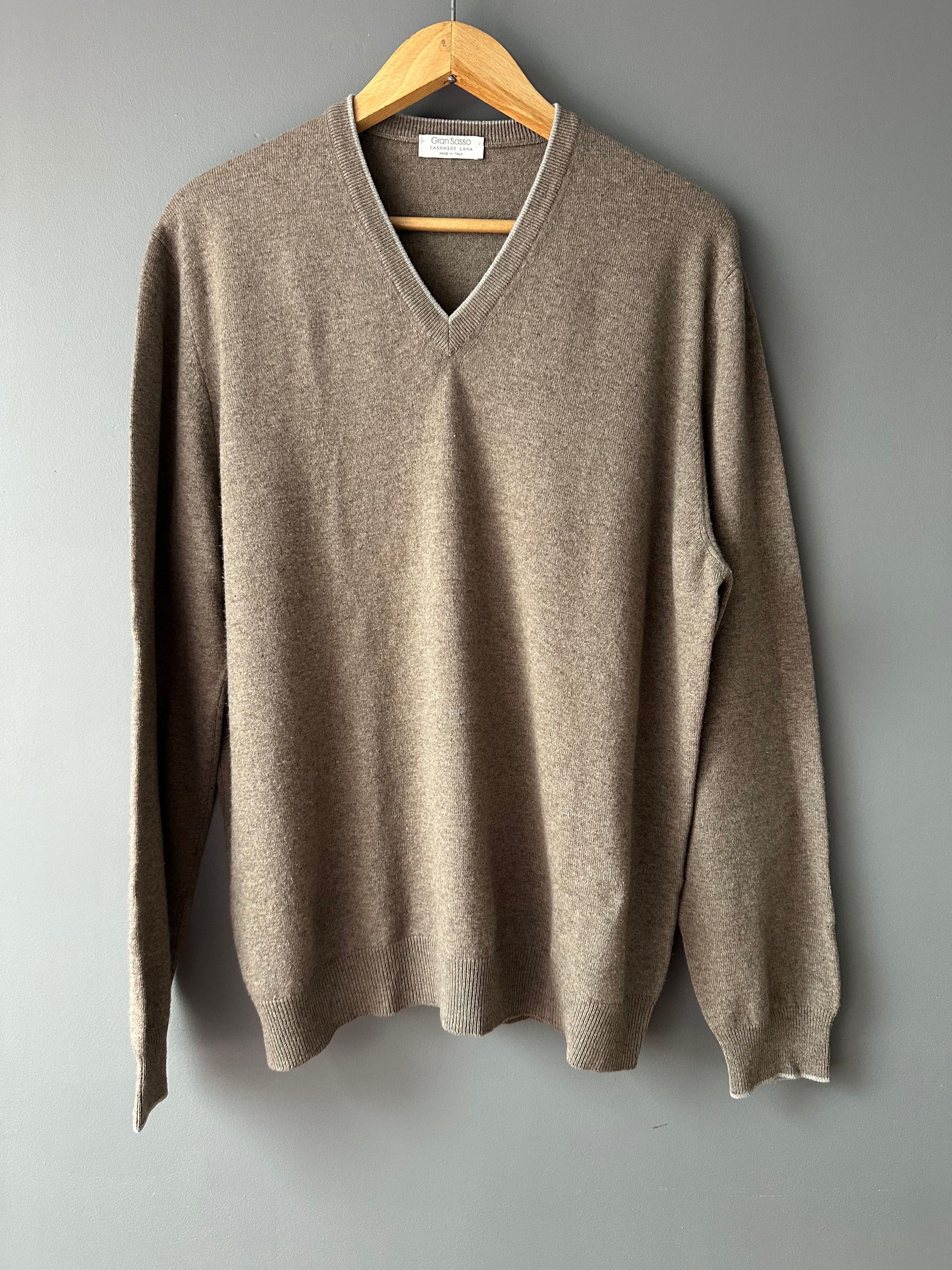 Gran Sasso Gran Sasso Wool Cashmere jumper sweater v neck Size US XL / EU 56 / 4 - 2 Thumbnail