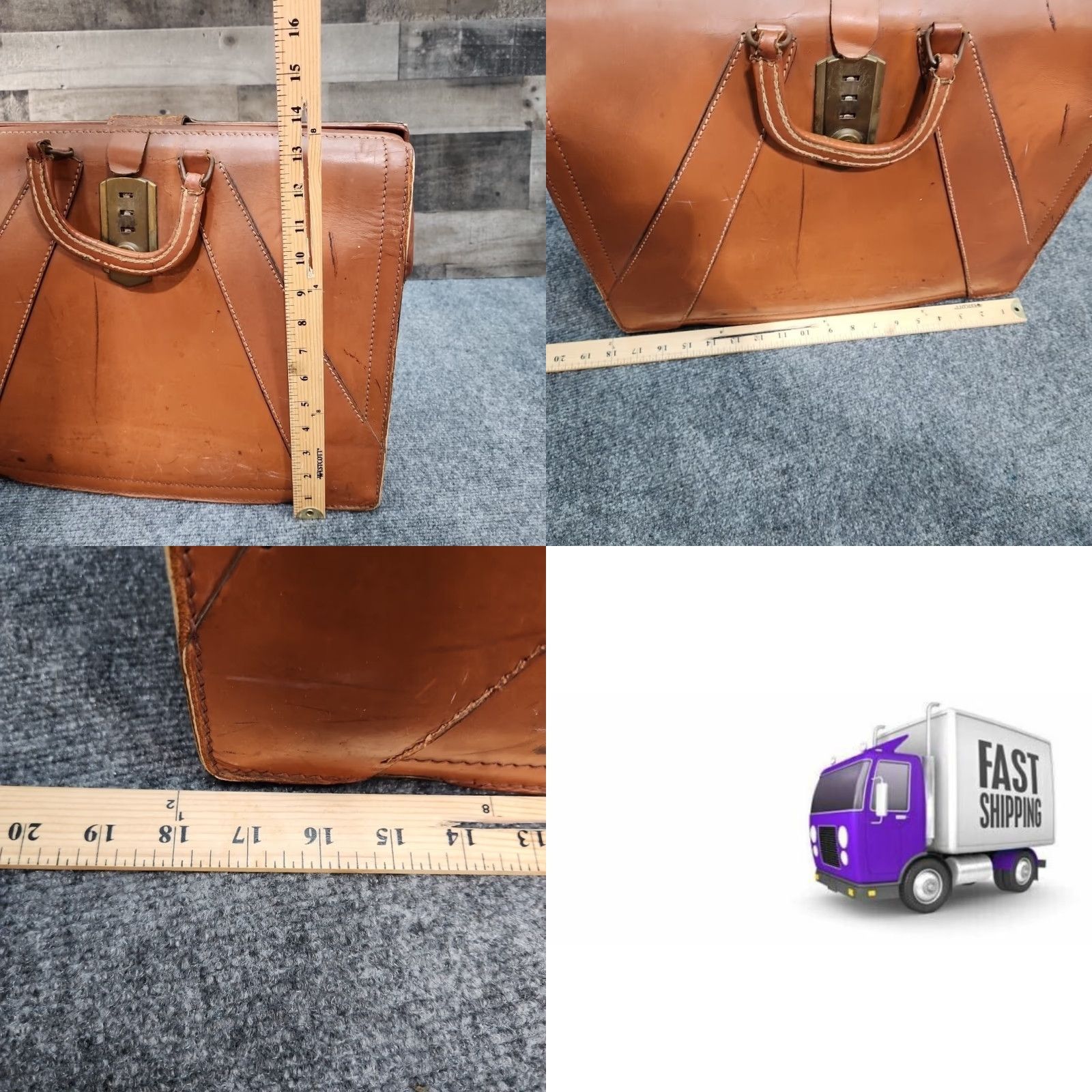 Document VINTAGE Rexbilt Briefcase Brown Leather Business Accessory Document Bag USA Men Women Unisex 1950s Size ONE SIZE - 9 Thumbnail