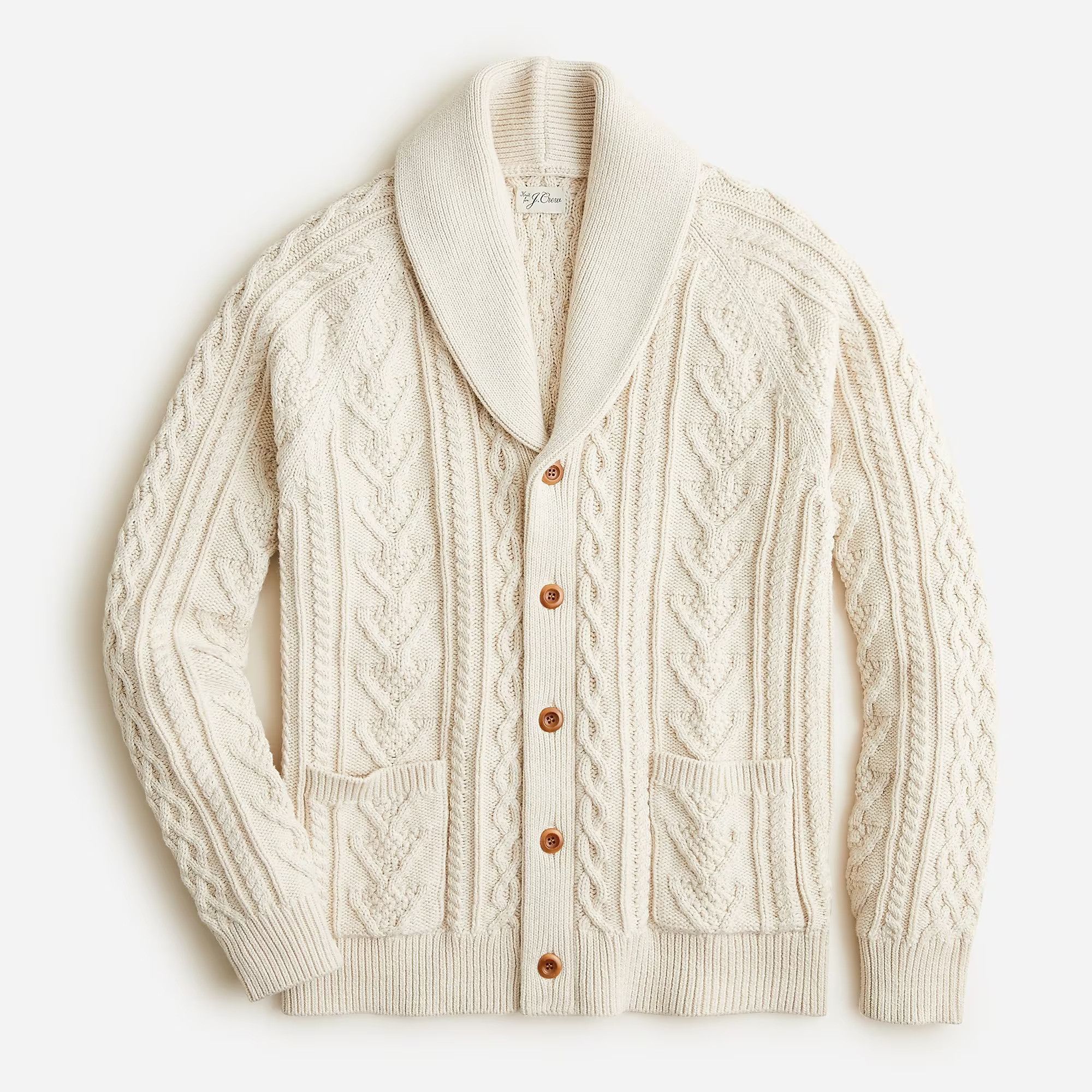 J.Crew J. CREW Sweater Cable-Knit Shawl Collar Cardigan Natural Size US S / EU 44-46 / 1 - 1 Thumbnail