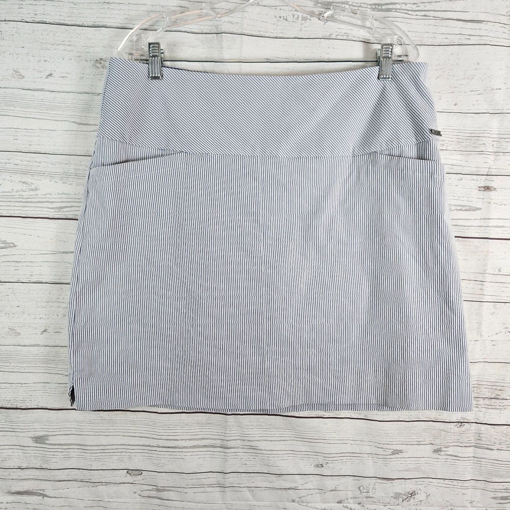 Vintage SC&Co Womens Skort Sz XL Blue White Stripe Pockets Pull On Size ONE SIZE - 2 Thumbnail