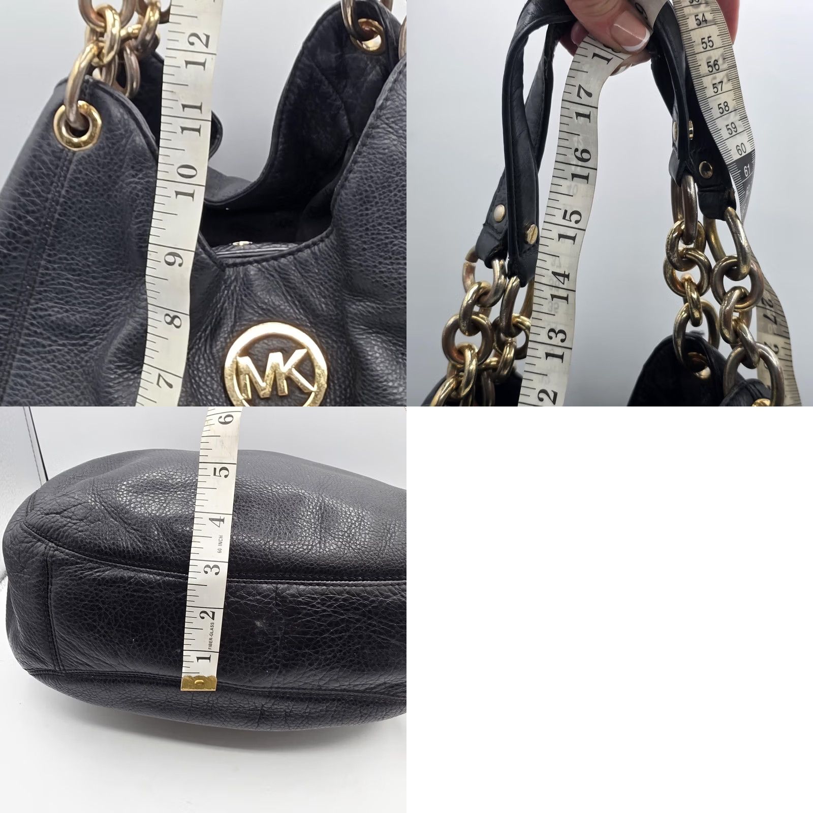 Michael Kors Michael Kors Hobo Bag Womens Large Black Pebbled Leather Gold Hardware Fulton Size ONE SIZE - 10 Thumbnail