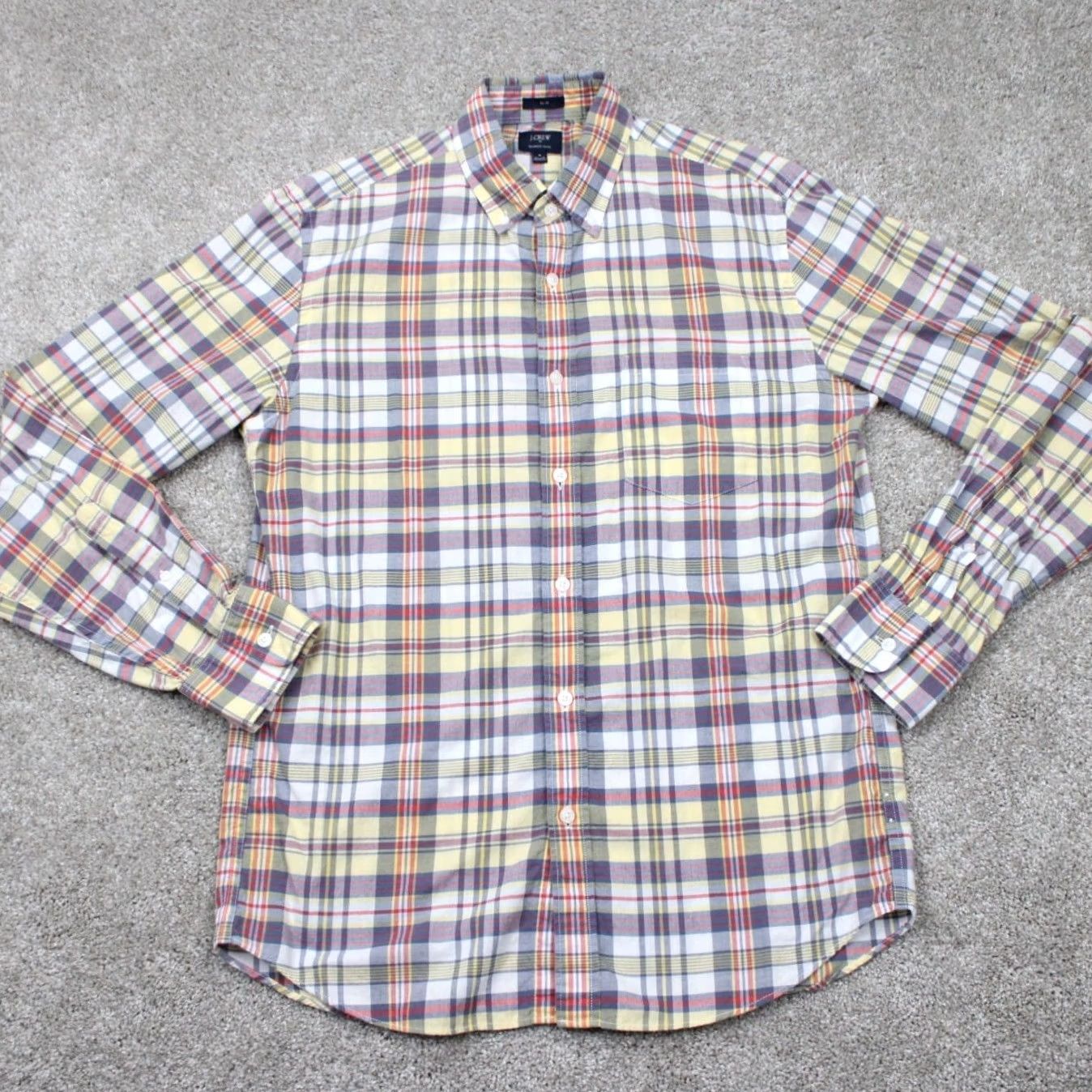 J.Crew J.CREW Slim Fit Plaid Shirt Mens Medium Red Blue Yellow Button-Down L/S Cotton Shirt Size US M / EU 48-50 / 2 - 2 Thumbnail