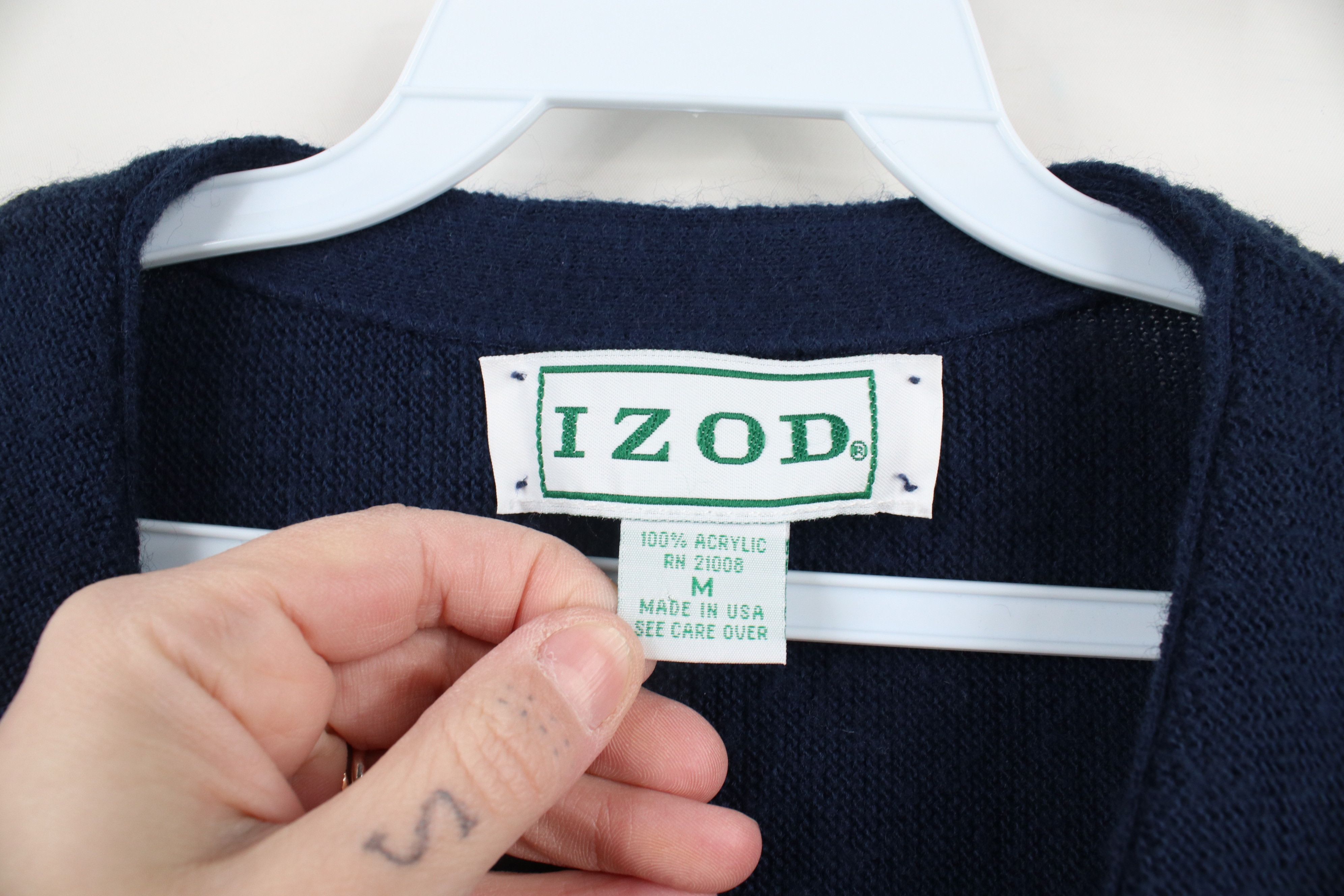 Izod × Vintage Vintage 80s 90s Izod Spell Cardigan Sweater Navy Blue USA Size US M / EU 48-50 / 2 - 6 Thumbnail