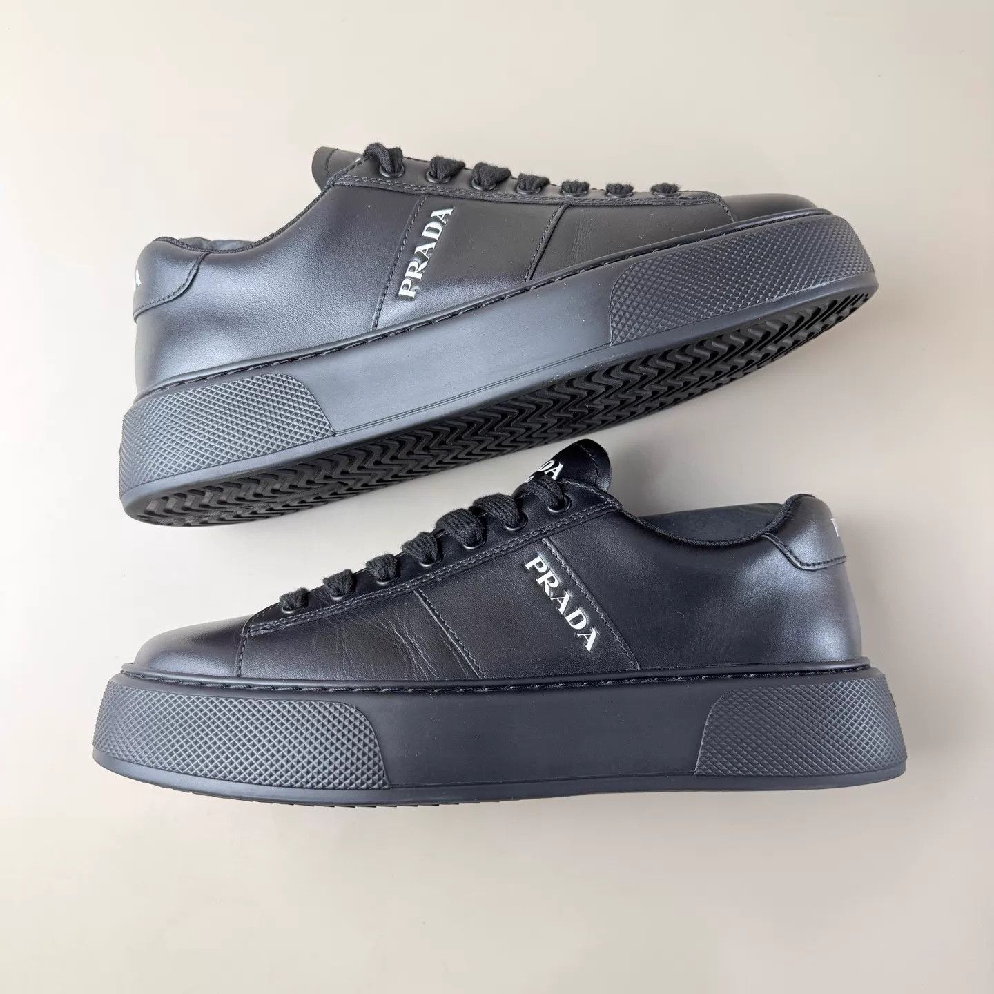 Prada Prada black white logo platform sneakers 41 99 New Size US 8 / EU 41 - 5 Thumbnail