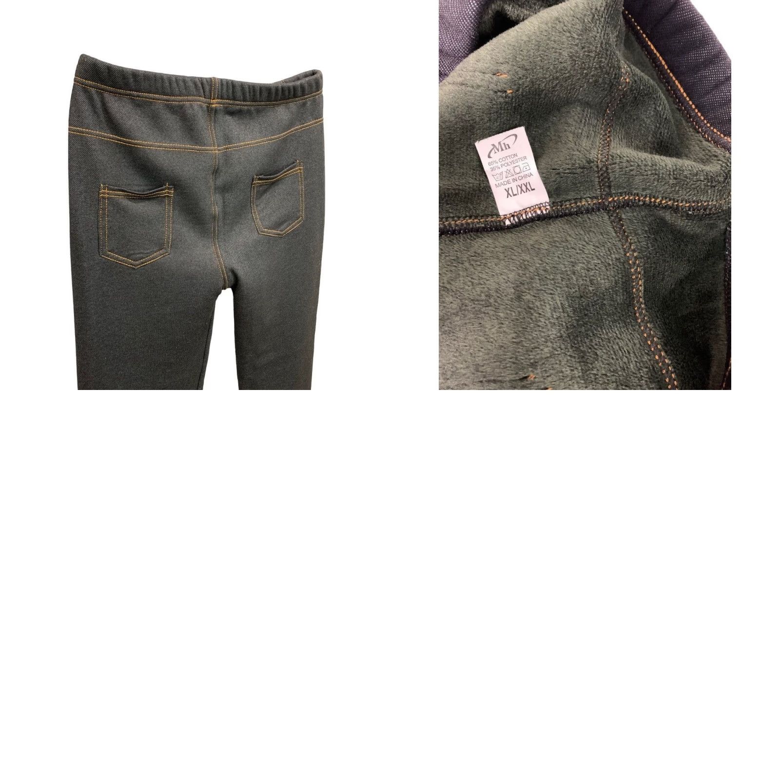 Vintage Ming Hui Women's Denim Look Fleece Lined Leggings Jeggings Blue XL Size 40" / US 18 - 8 Thumbnail