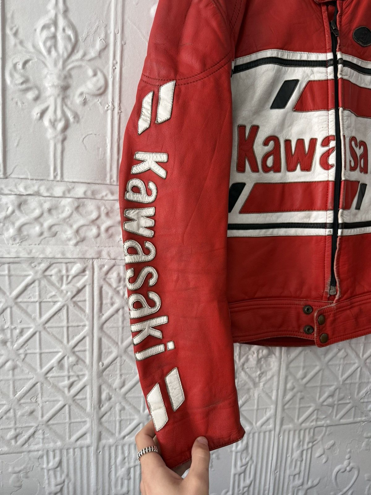 Vintage vintage 1990s kawasaki racing leather jacket Size US L / EU 52-54 / 3 - 2 Thumbnail