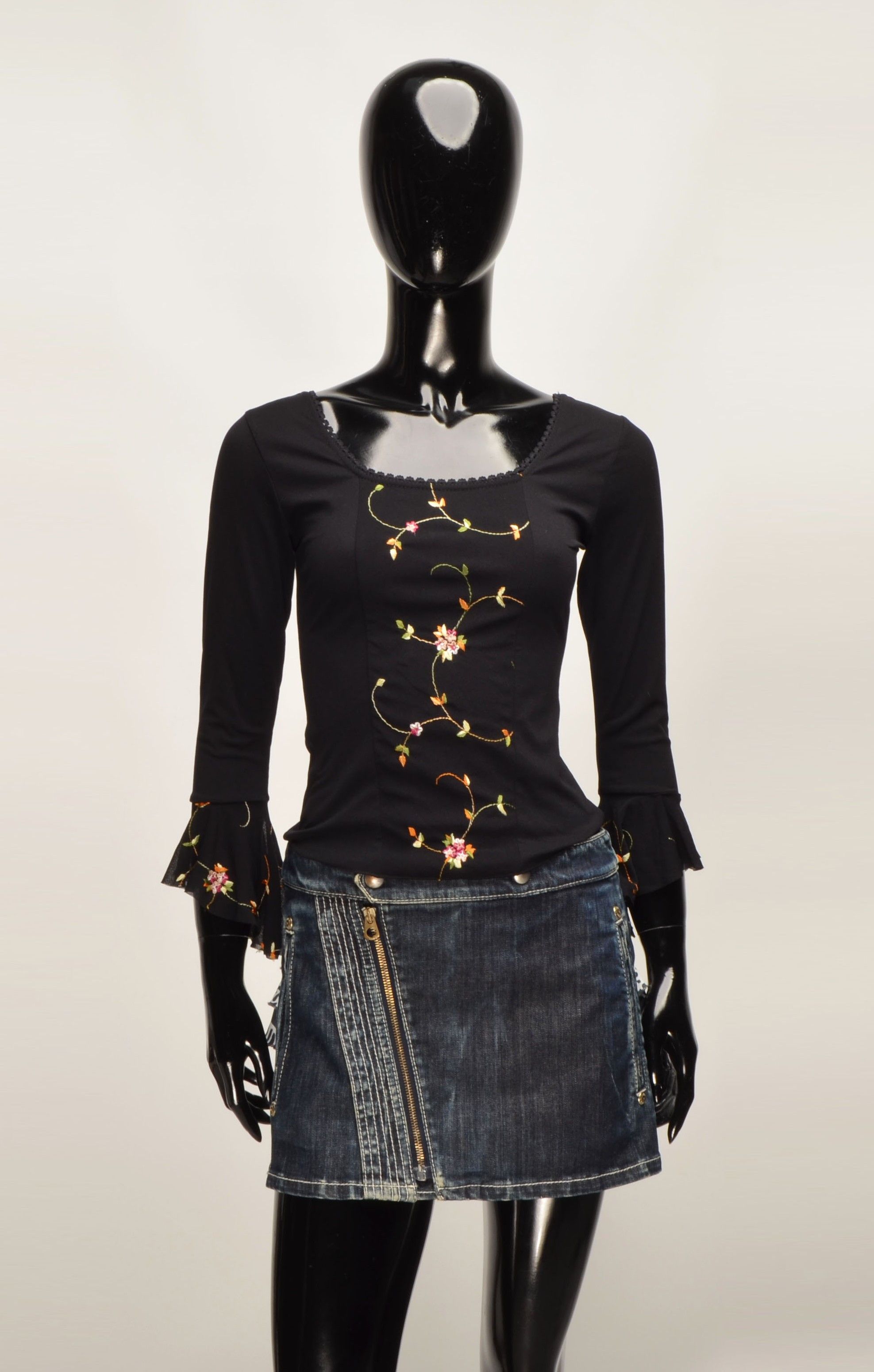 Vintage Vintage Internacionale Mesh Y2K Cottagecore Black Blouse Size S / US 4 / IT 40 - 1 Thumbnail