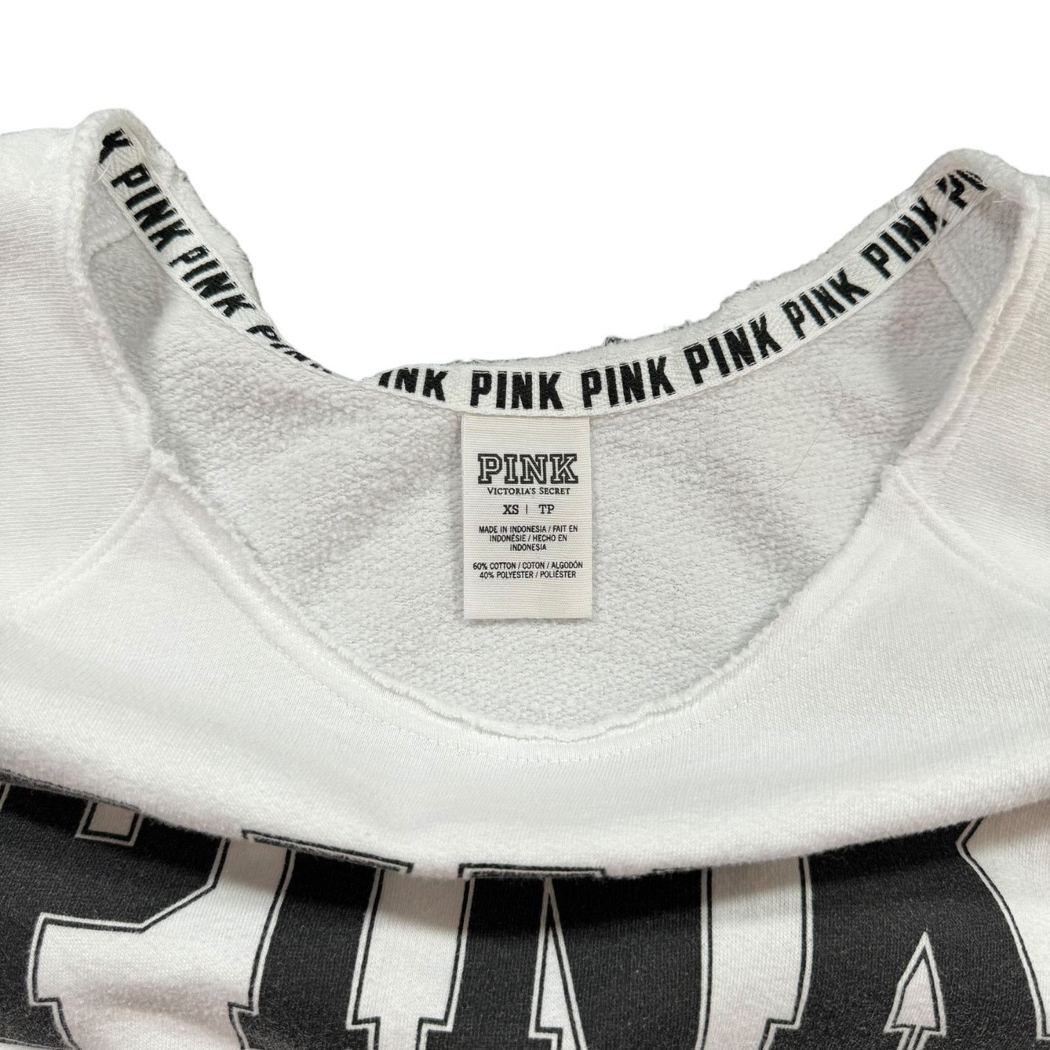 Pink PINK Sweatshirt White with Black Lettering Extra Small Size XS / US 0-2 / IT 36-38 - 3 Thumbnail