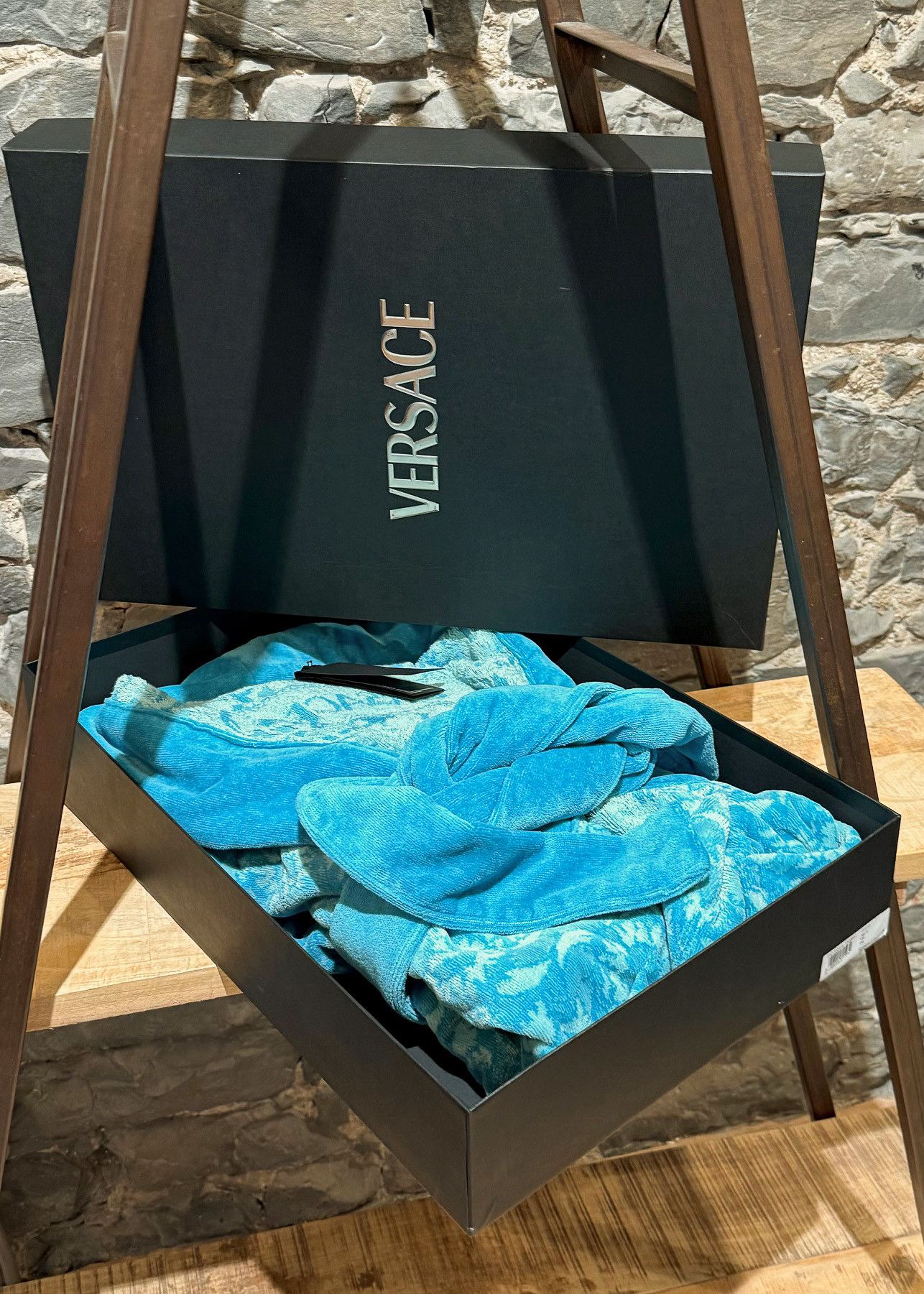 Versace Versace Turquoise Blue Barocco Jacquard 90s Logo Bathrobe Size ONE SIZE - 11 Thumbnail