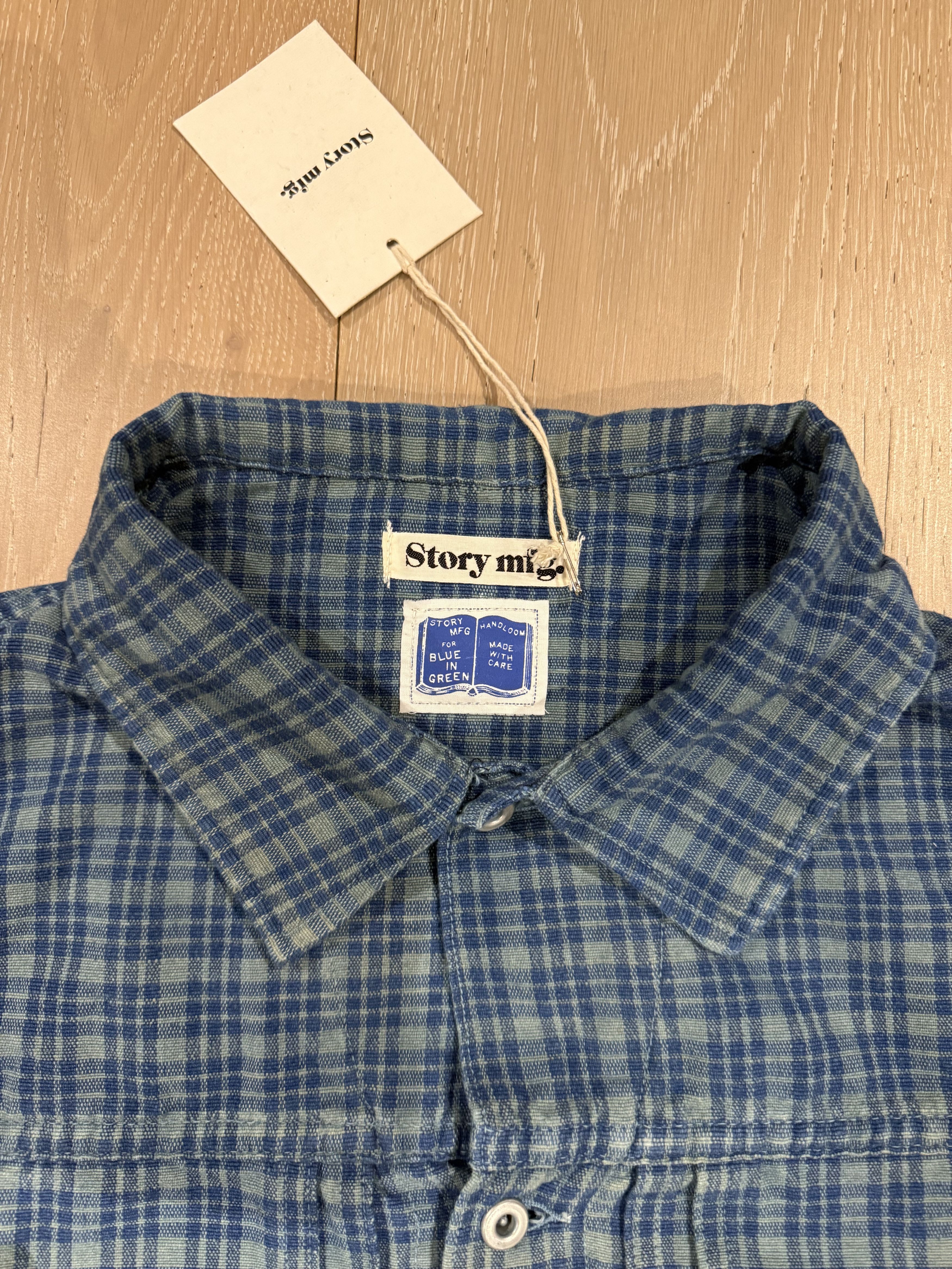 Story Mfg. 💚 Blue In Green x Story Mfg. Sundae Jacket Indigo Mud Check Size US M / EU 48-50 / 2 - 7 Thumbnail