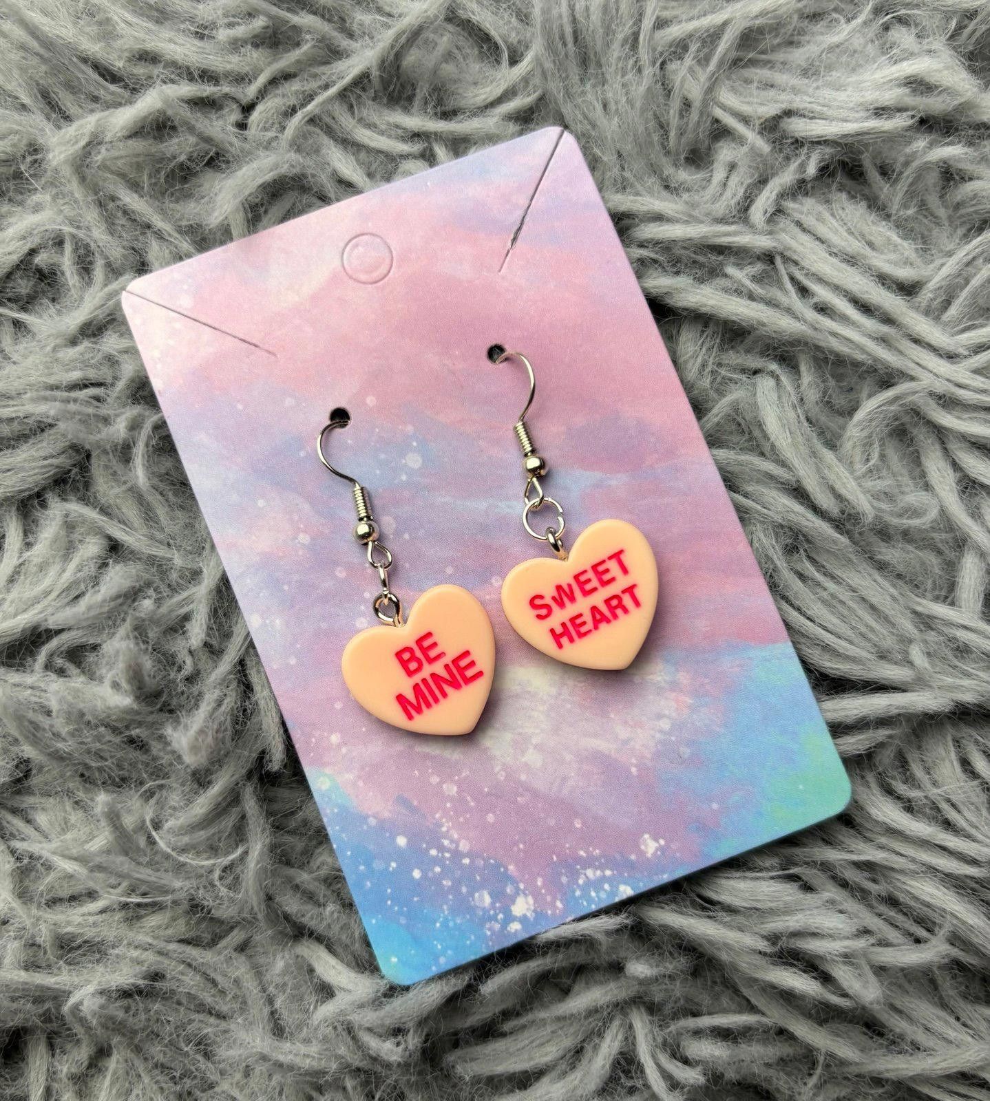 Handmade Orange Heart valentines sweethearts earrings Size ONE SIZE - 1 Preview