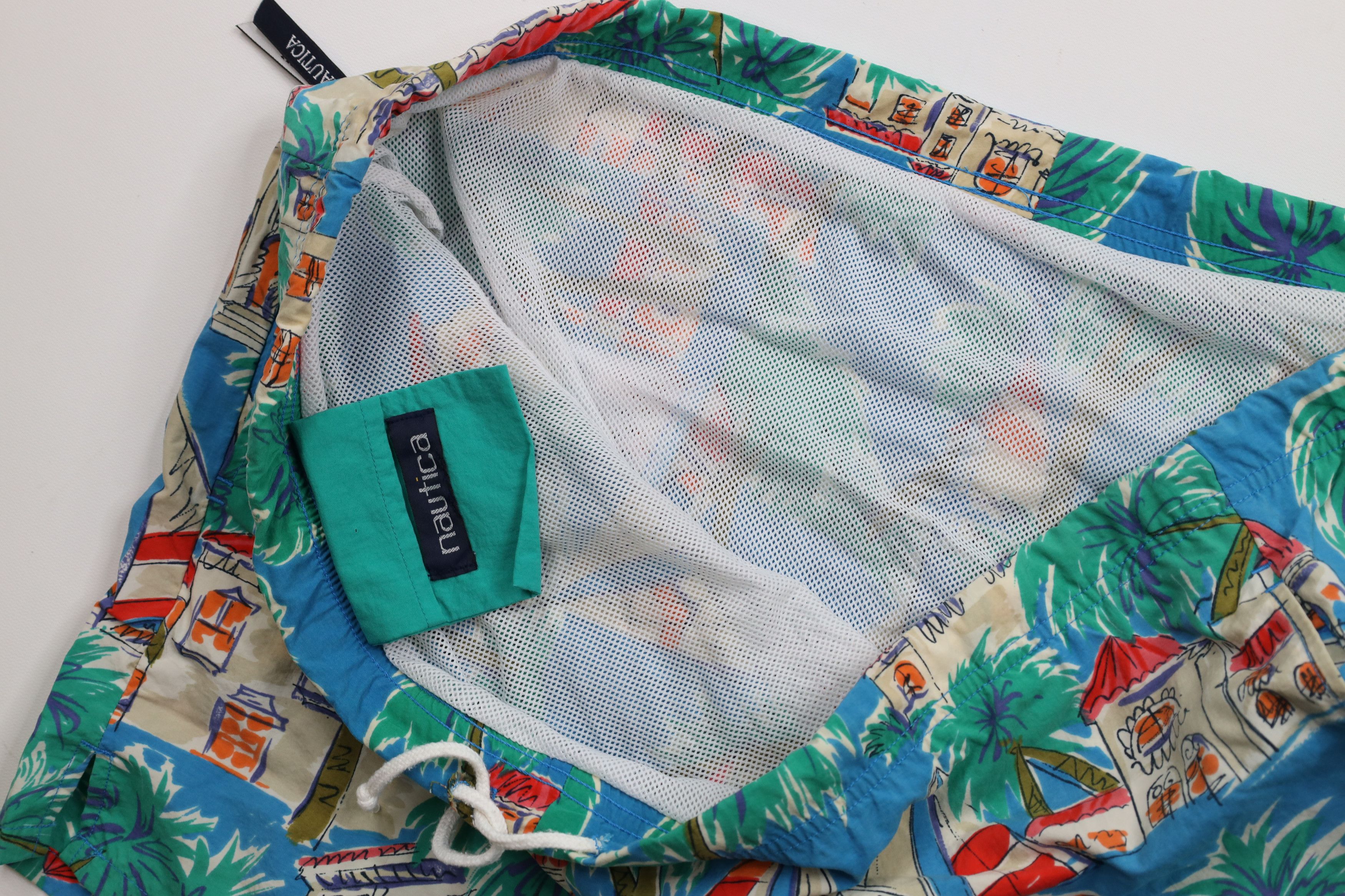 Nautica × Vintage Vintage 90s Nautica All Over Print Lined Shorts Trunks Size US 38 / EU 54 - 6 Thumbnail