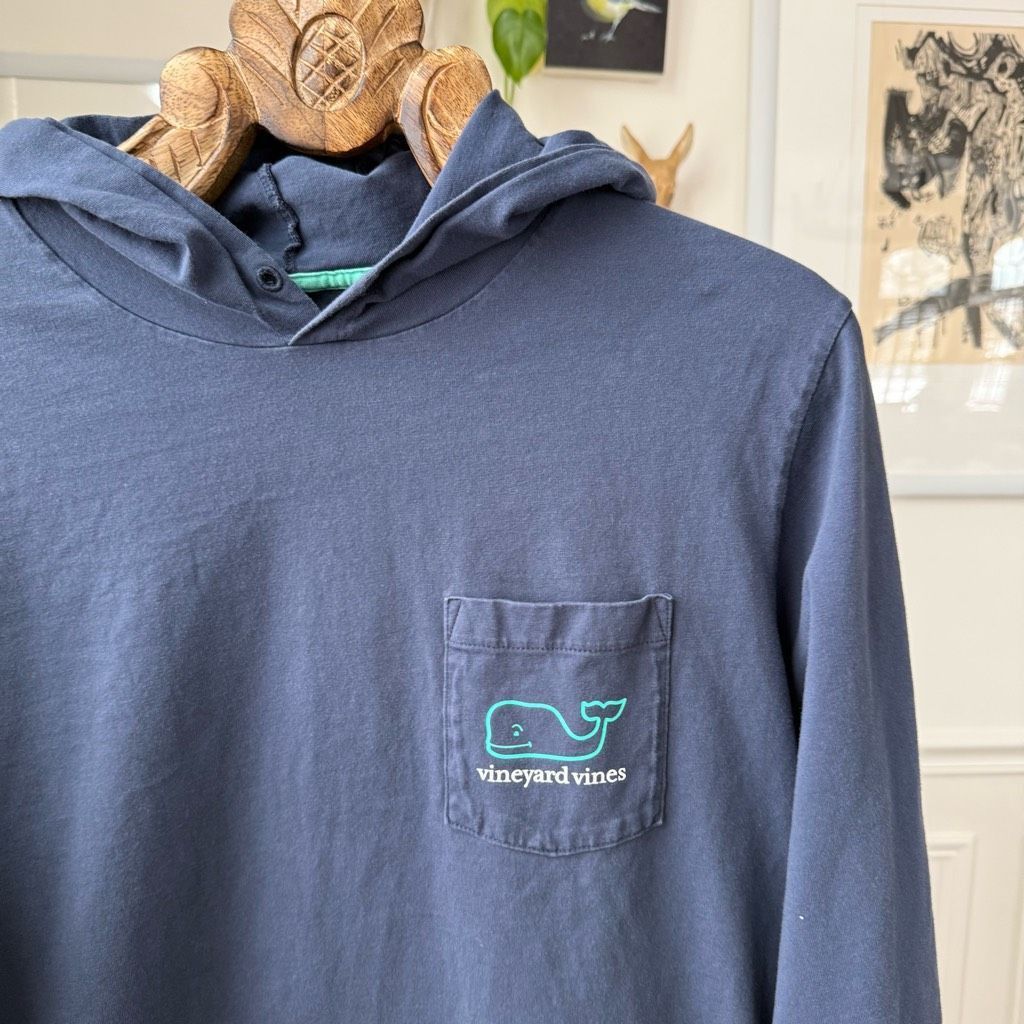 Vineyard Vines Vineyard Vines Dark Blue Tshirt Weight Cotton Hoodie Blue Wh Size US L / EU 52-54 / 3 - 2 Thumbnail