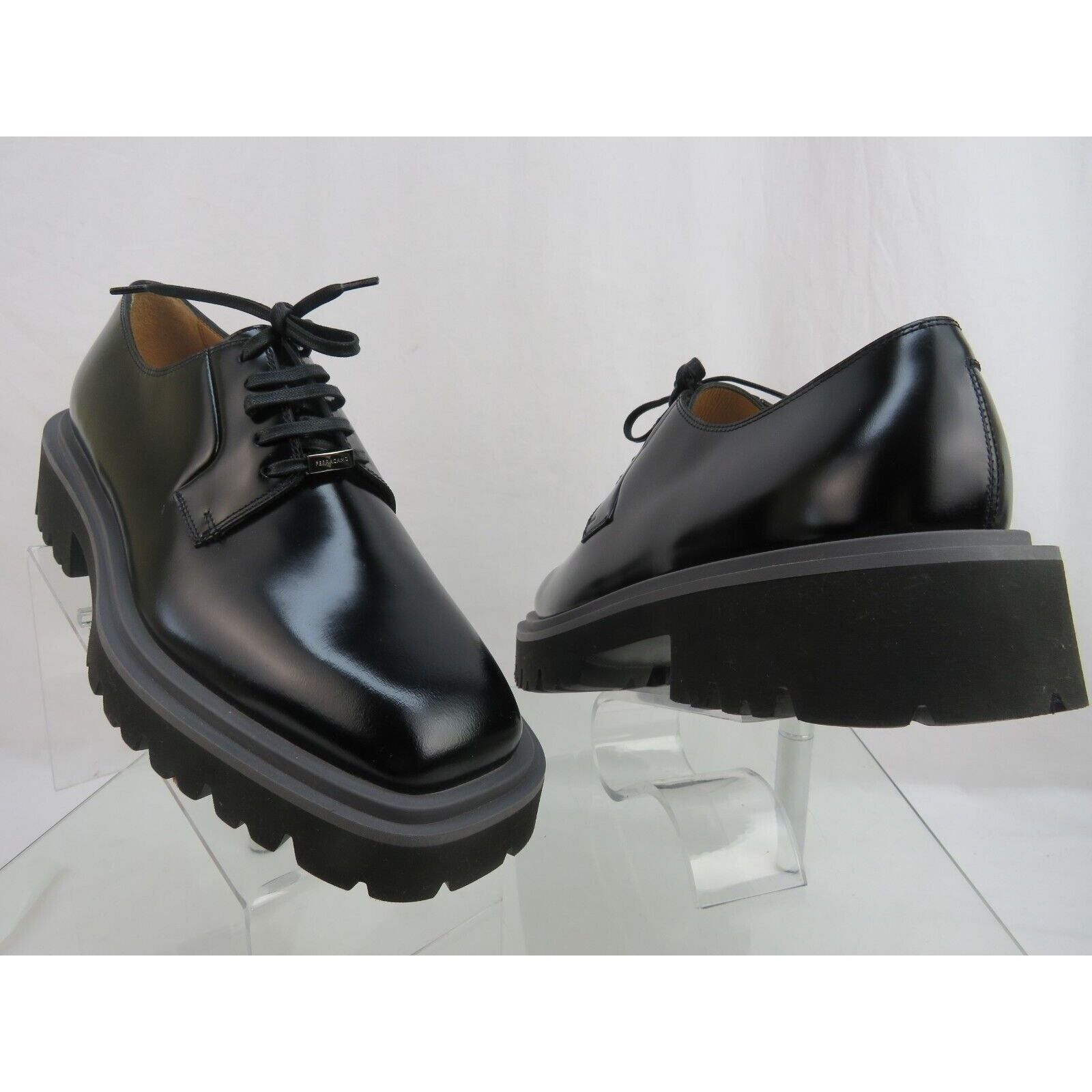 Salvatore Ferragamo FERRAGAMO FLICKER BLACK LEATHER LOGO LUG SOLE OXFORDS 12 M Size US 13 / EU 46 - 5 Thumbnail