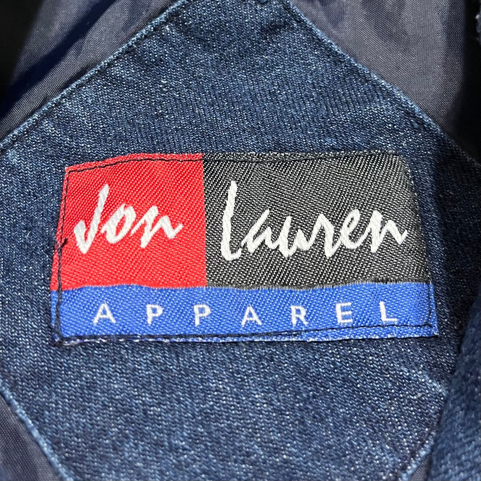 Other Vintage Jon Lauren Apparel Denim Canvas Sleeve Bomber Jacket Size US L / EU 52-54 / 3 - 3 Thumbnail