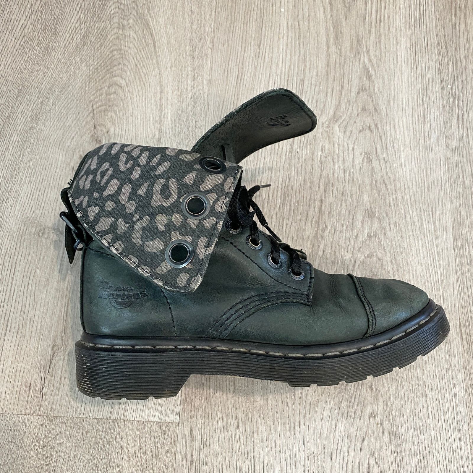 image of Dr Martens Dr. Doc Martens Aimilie Green Leather Fold Boots Women's 6