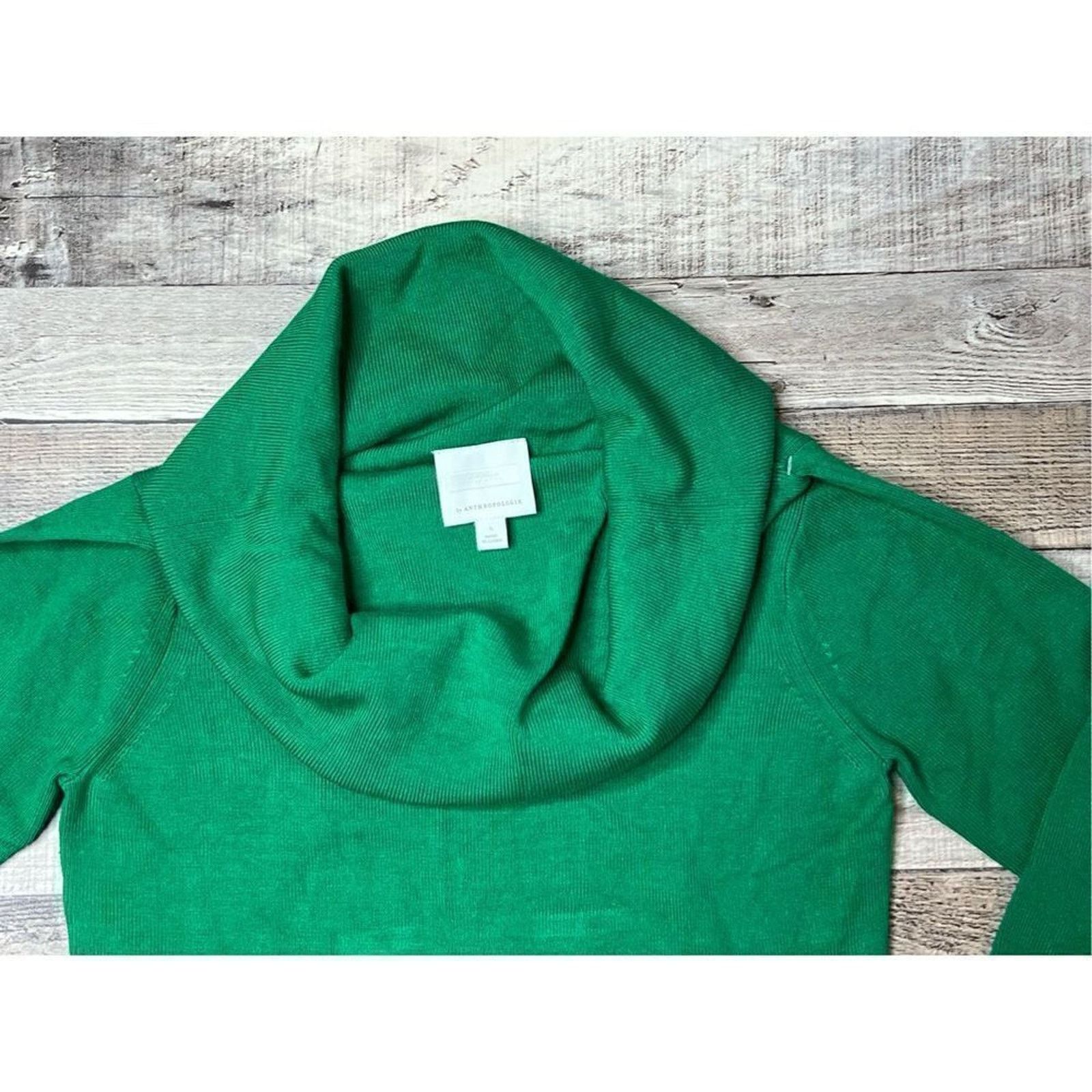 Anthropologie Ett:wa Anthropologie Green Ribbed Knit Pullover SMALL Preppy Size S / US 4 / IT 40 - 4 Thumbnail