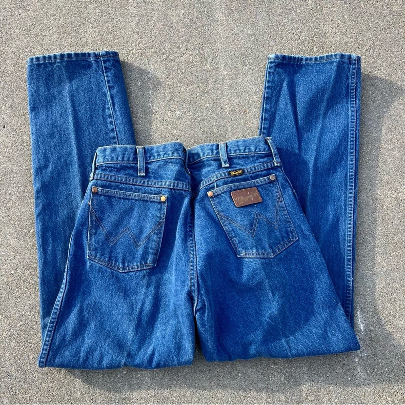 Vintage 90s Indigo Blue WRANGLER Cowboy Cut Raw Denim Jeans - 35 X 36