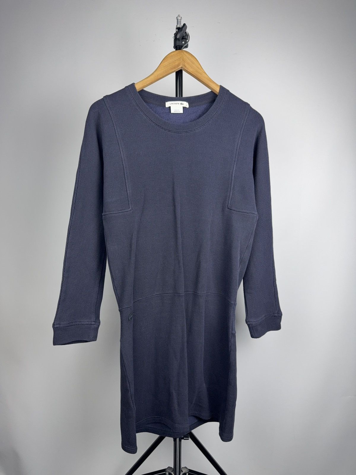 Luxury 00s Lacoste Navy Knit Long Sleeve Dress